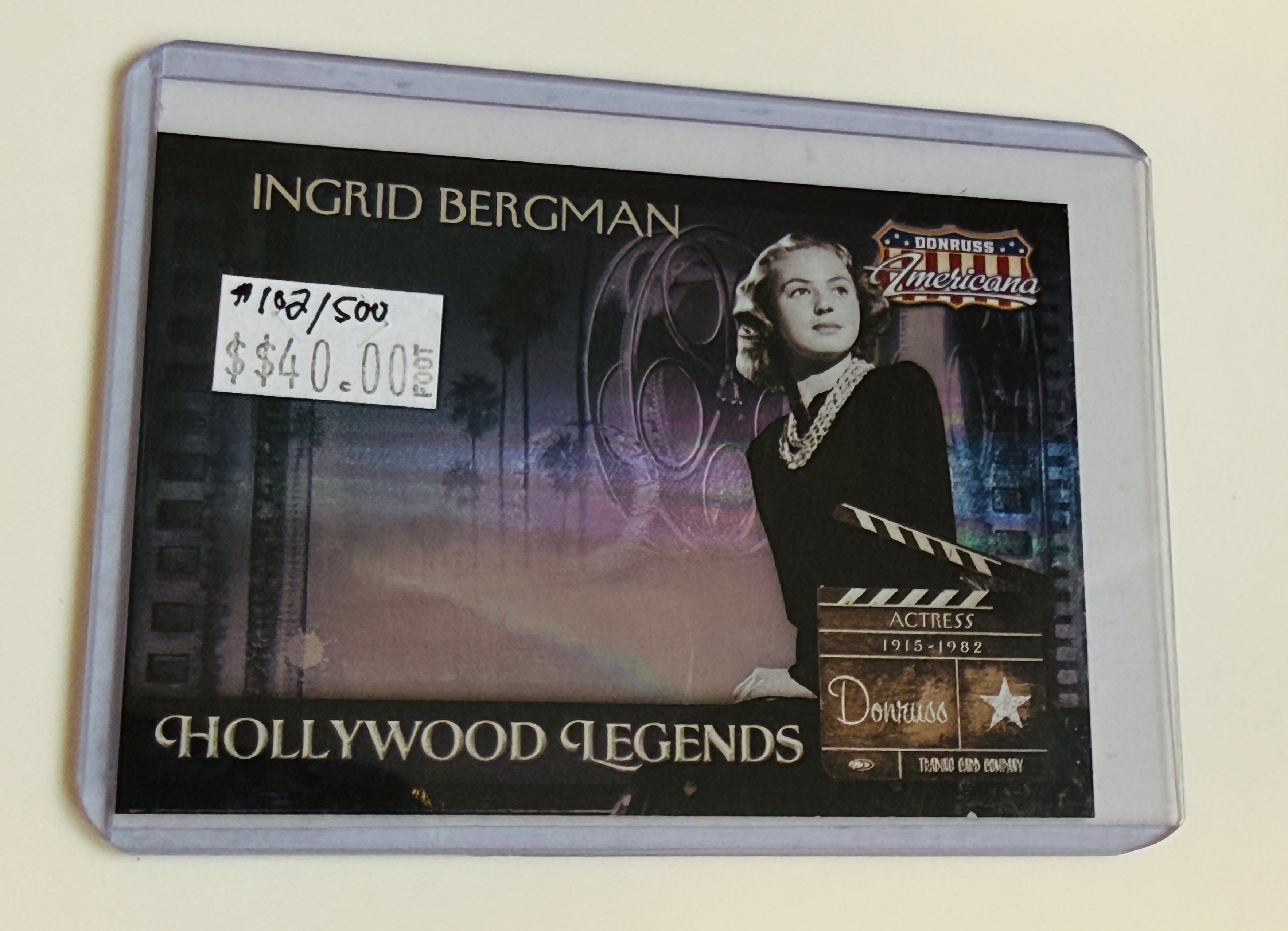 Ingrid Bergman famous movie actress numbered foil, insert card