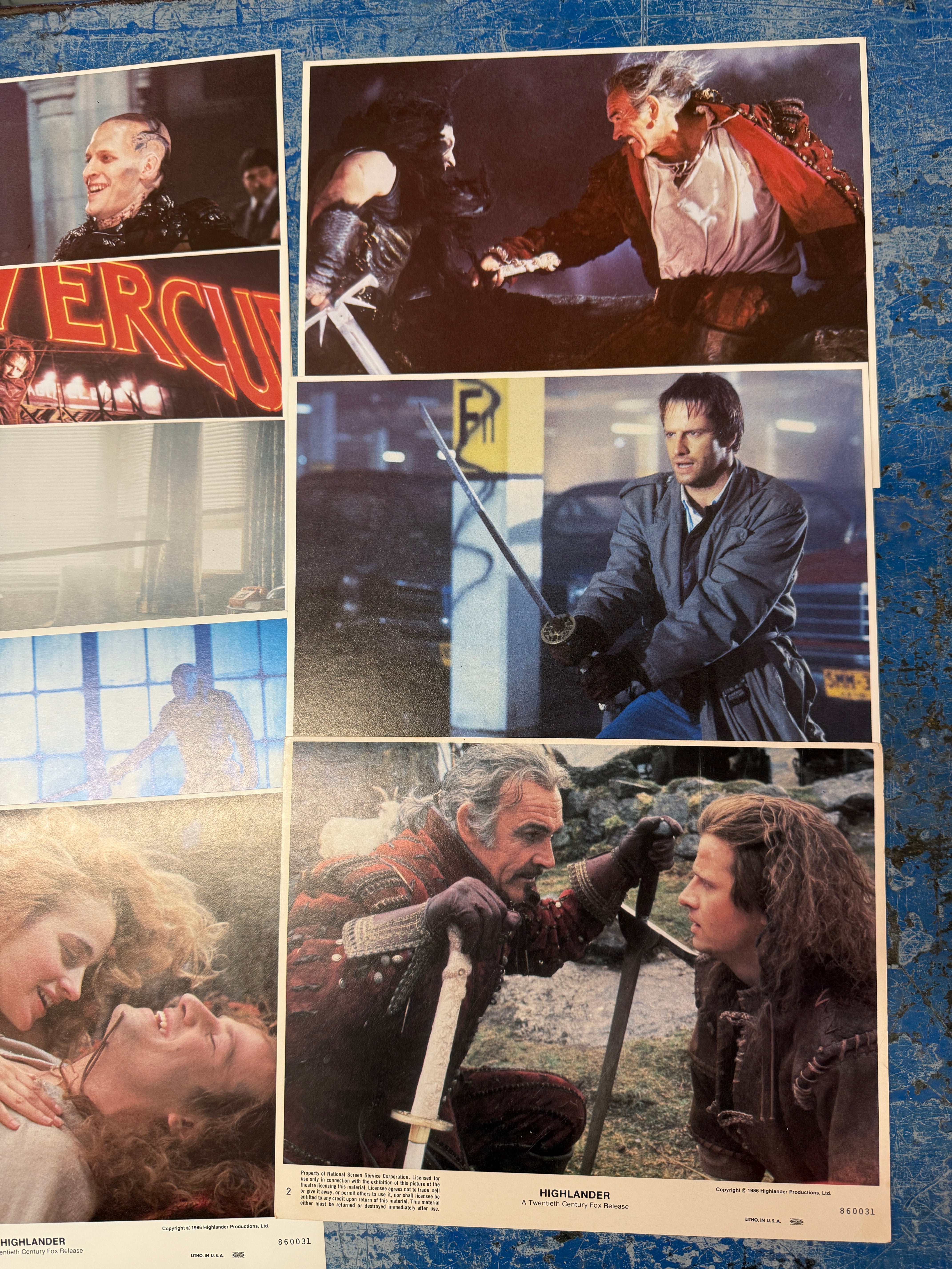 Highlander movie vintage lobby Cards set 1986