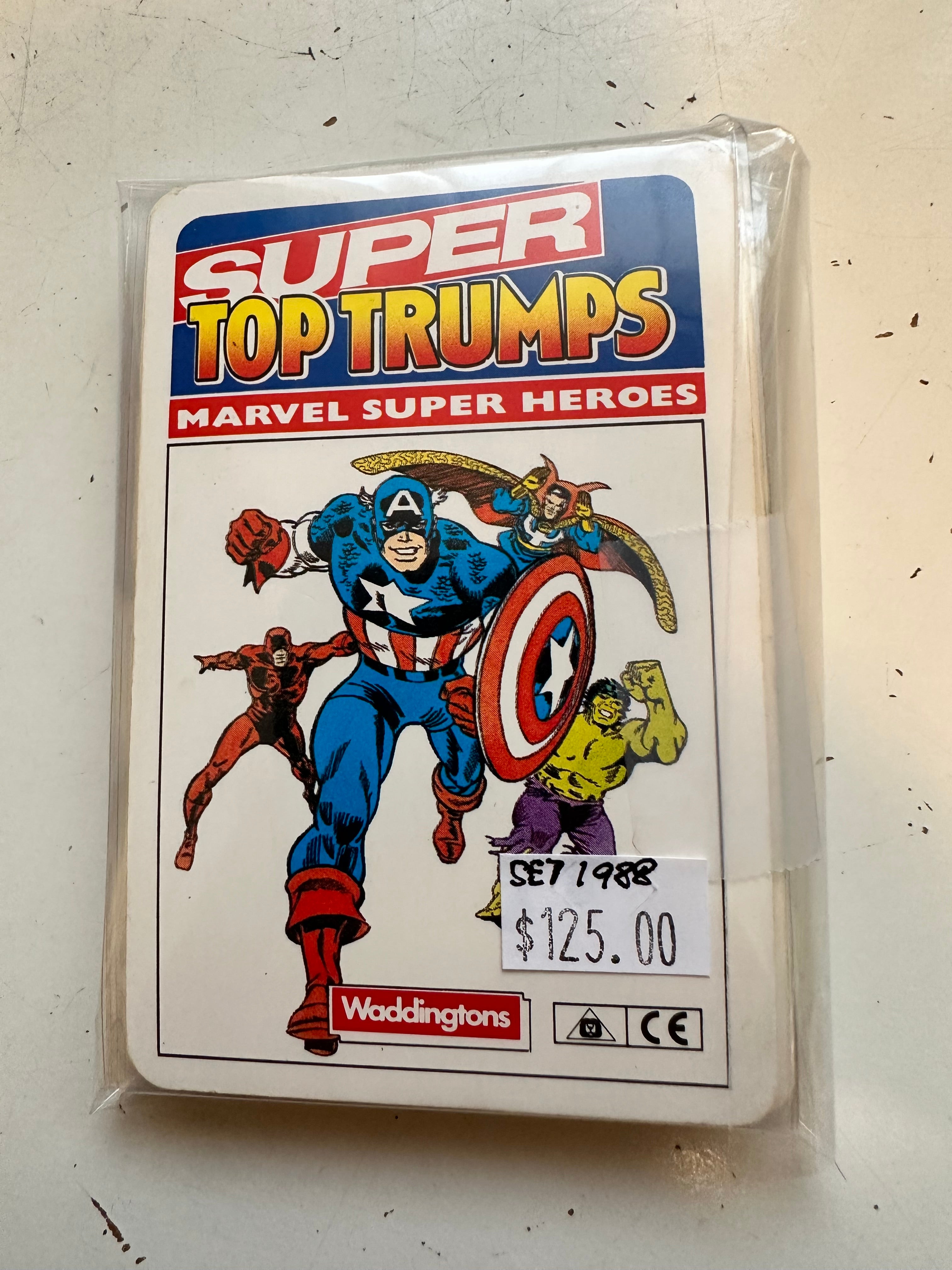 Marvel, super trump rare game cards set 1988