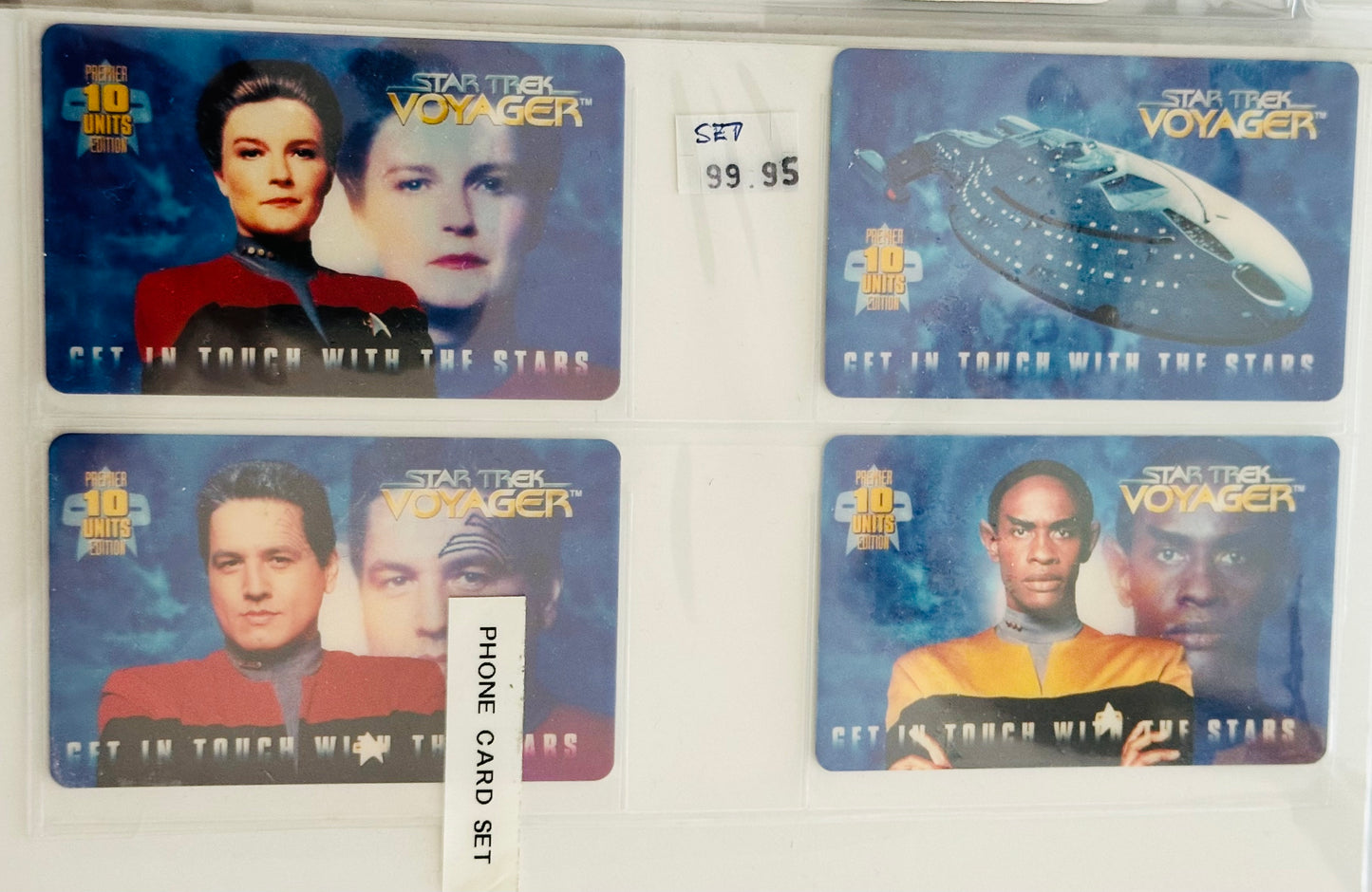 Star Trek Voyager rare four cards phone card set 1990s