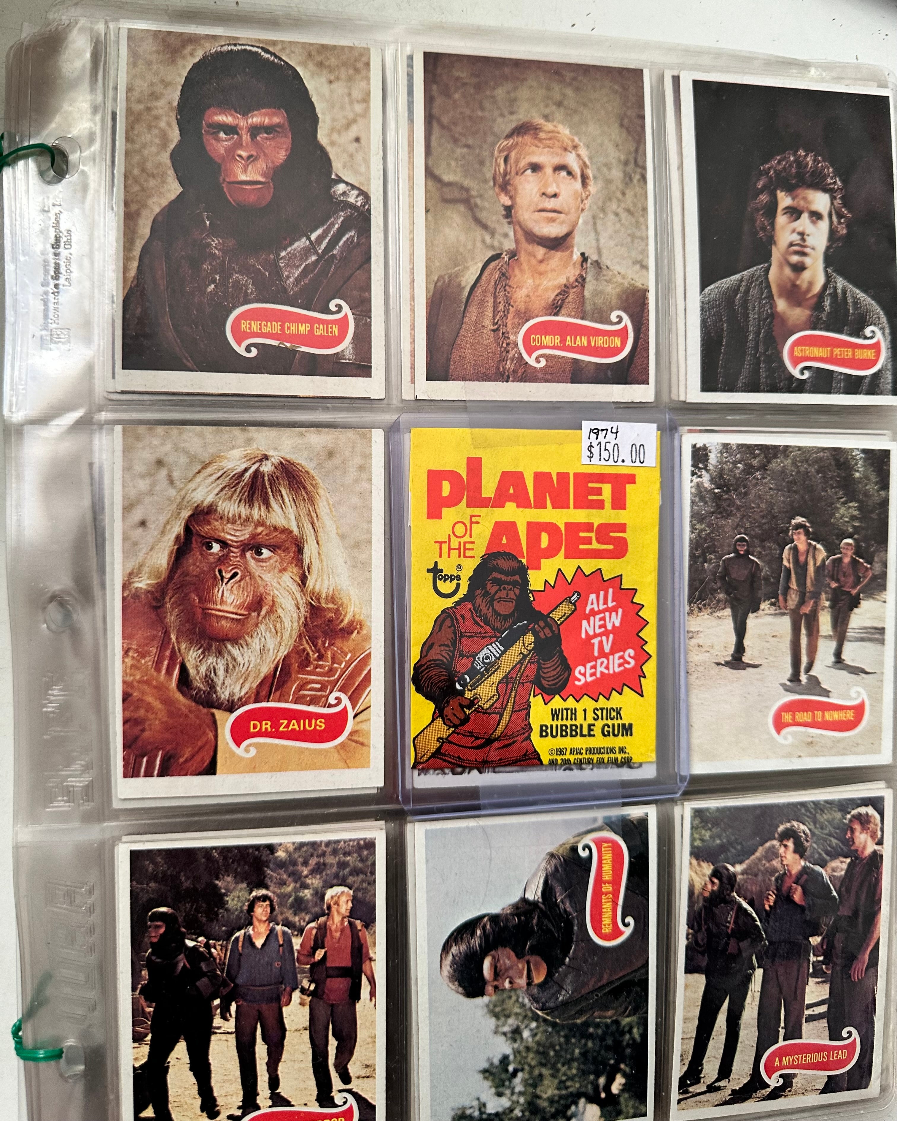 Planet of the Apes TV show vintage cards set with wrapper 1974