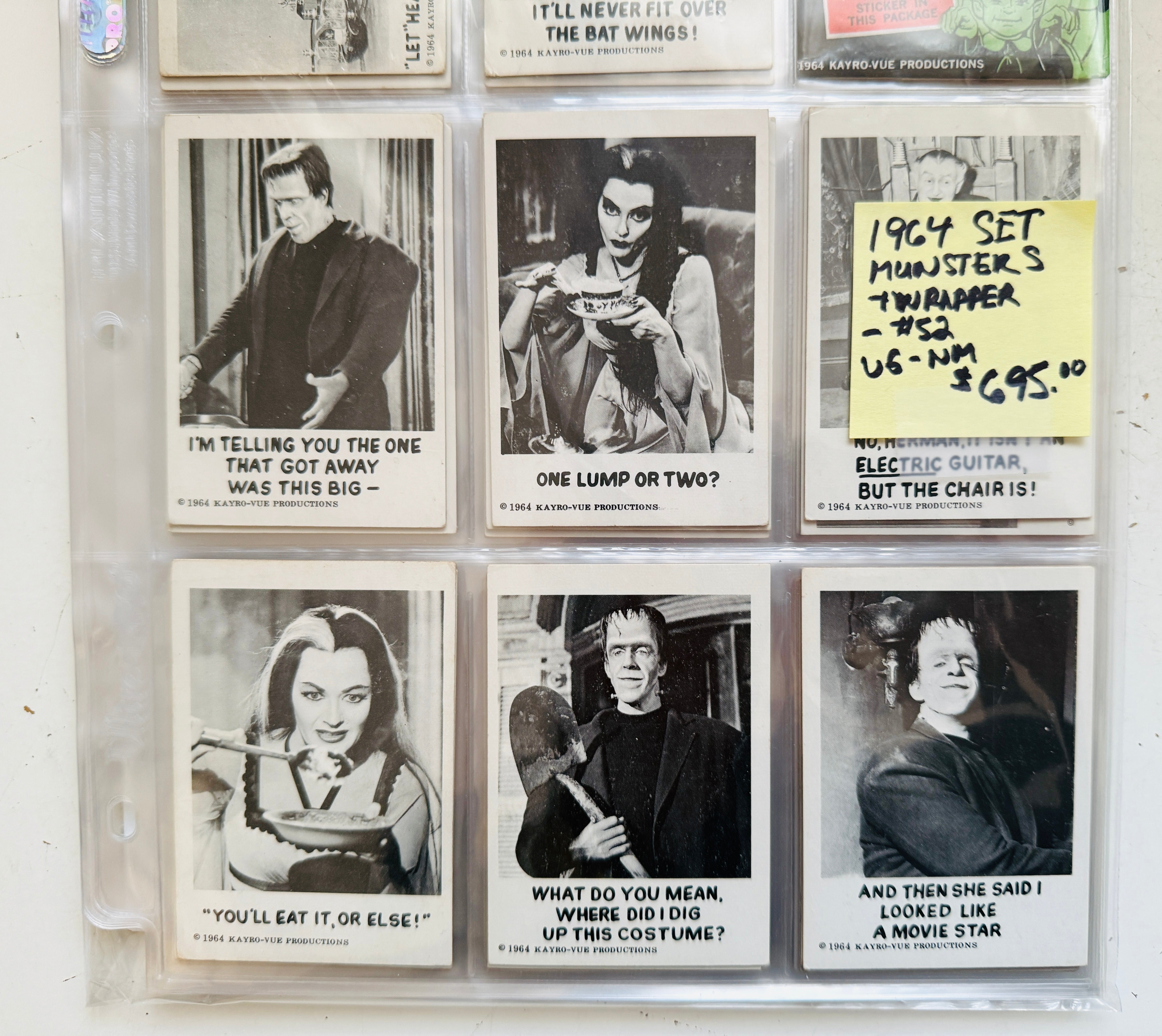 The Munsters Television series rare vintage card  set in pages with wrapper 1964