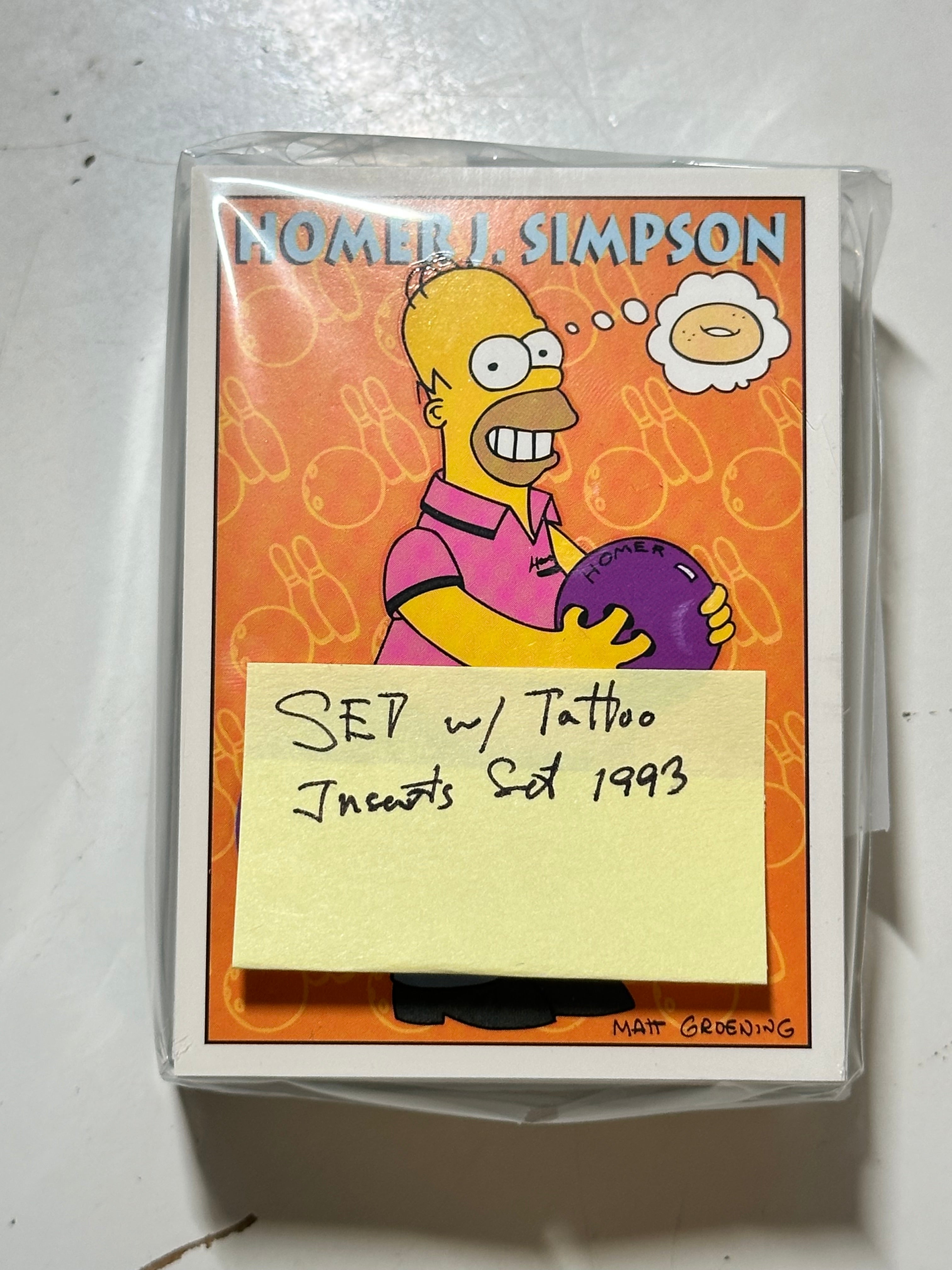 The Simpsons bongo skybox card set with tattoo inserts at 1993