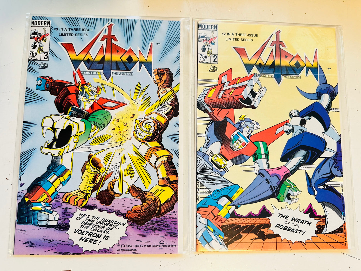 Voltron vintage 3 high grade NM comics set 1-3 from 1985