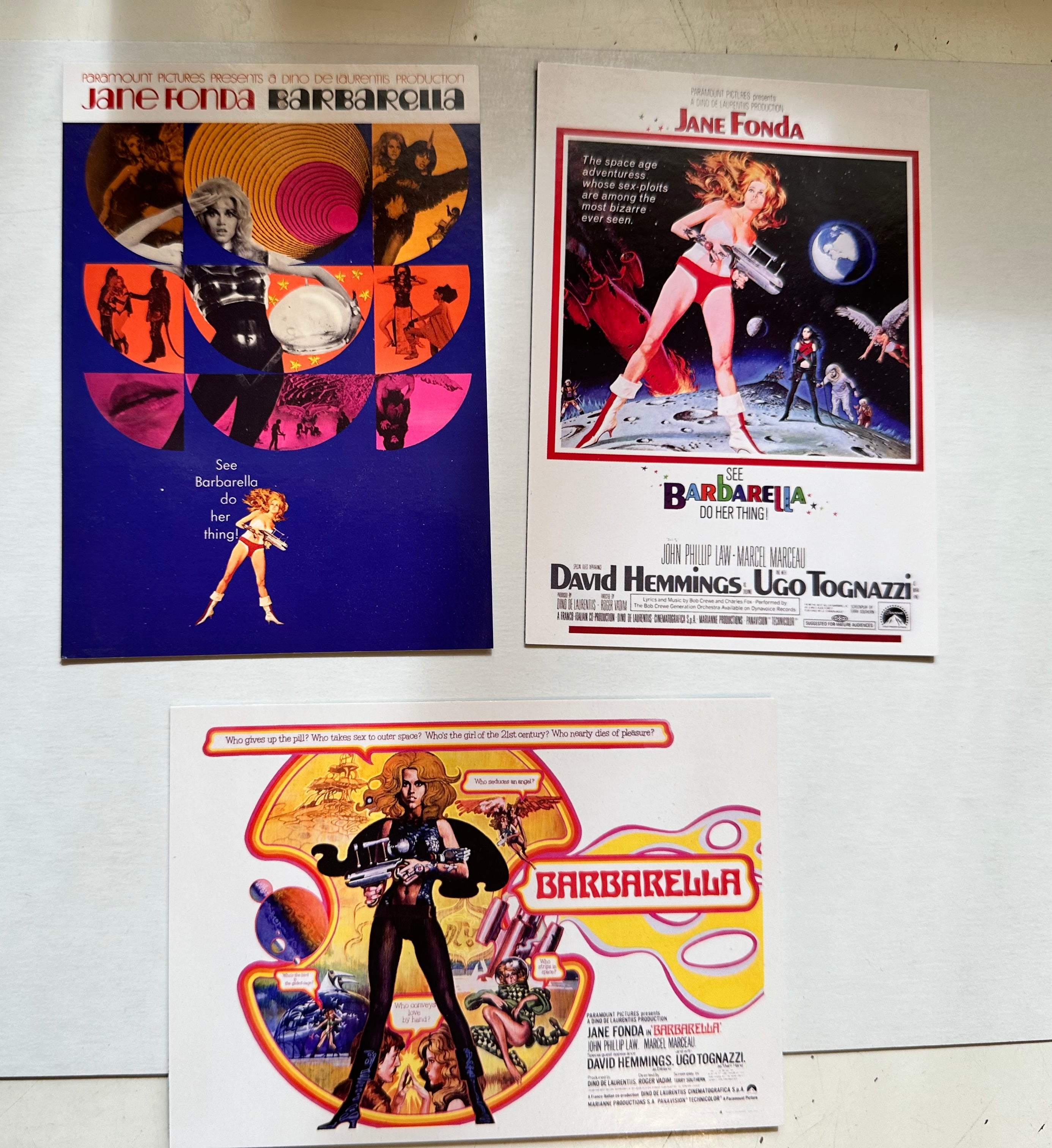 Barbarella movie three rare poster, insert cards 2010