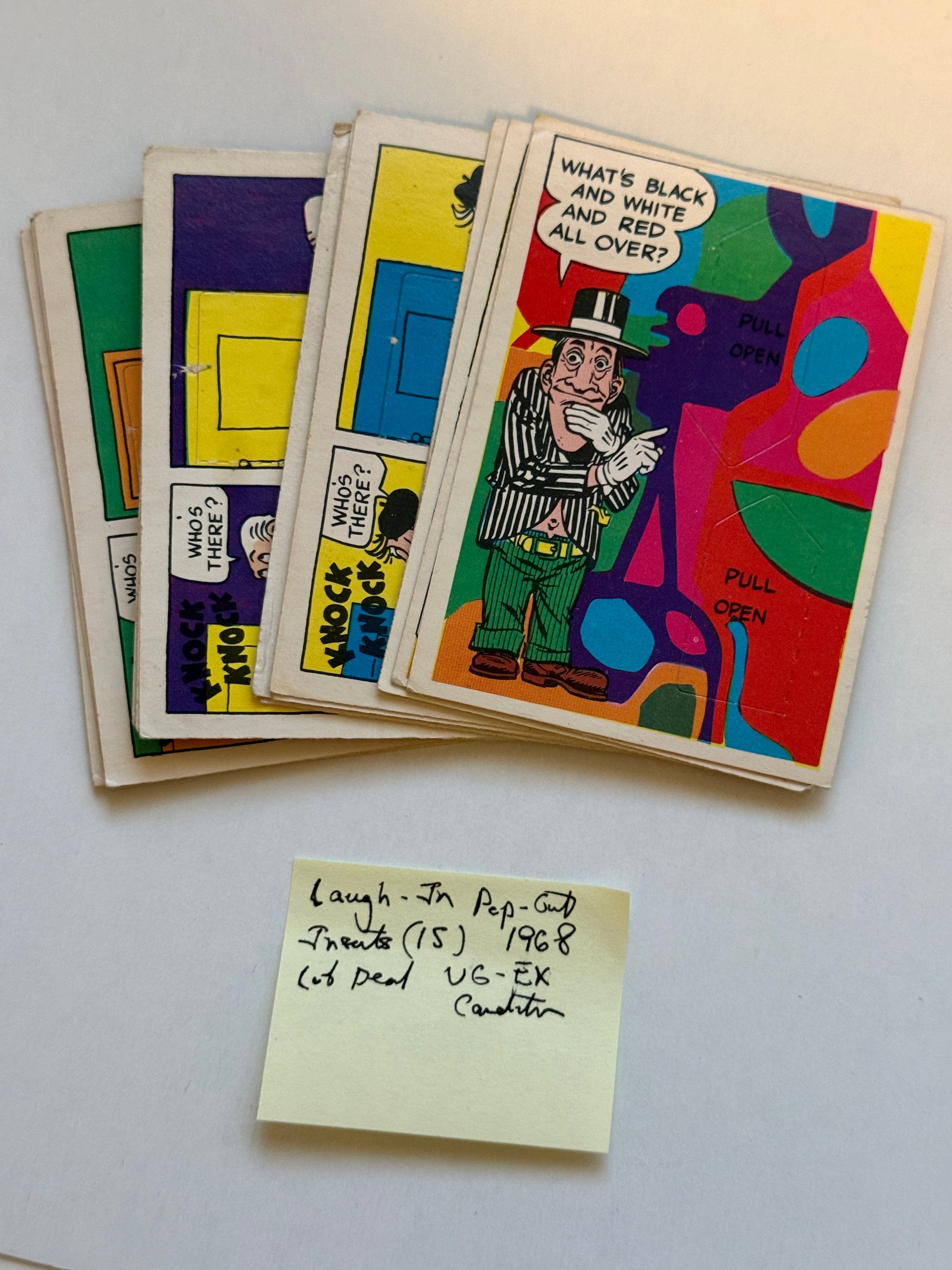Laugh-In TV show rare 15 unpunched door insert cards lot deal 1968