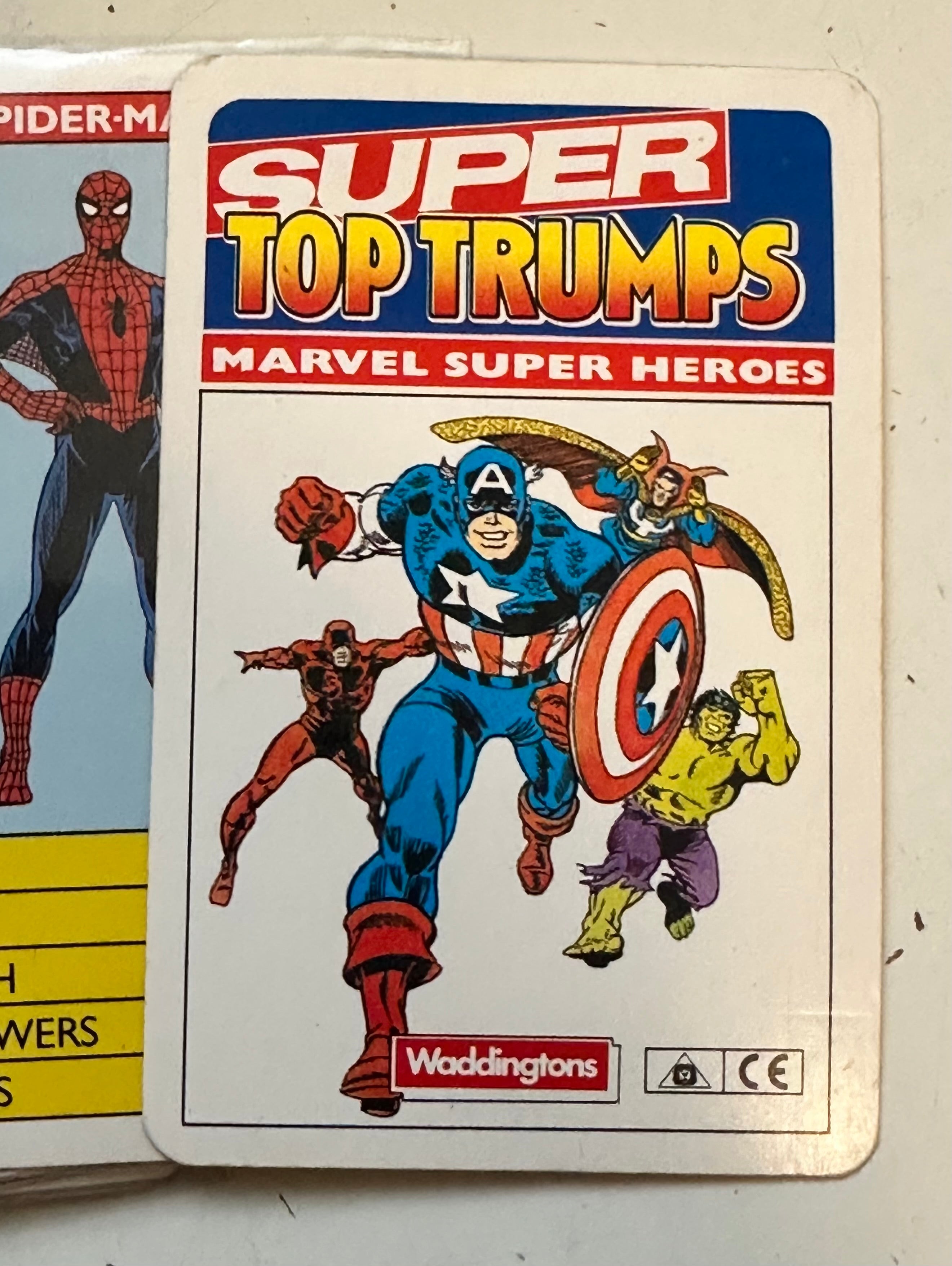 Marvel, super trump rare game cards set 1988