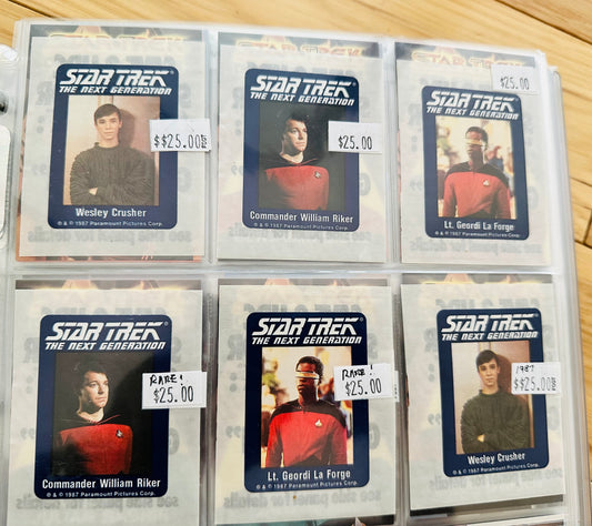 Star Trek, next generation rare six hostess chips, card stickers 1987