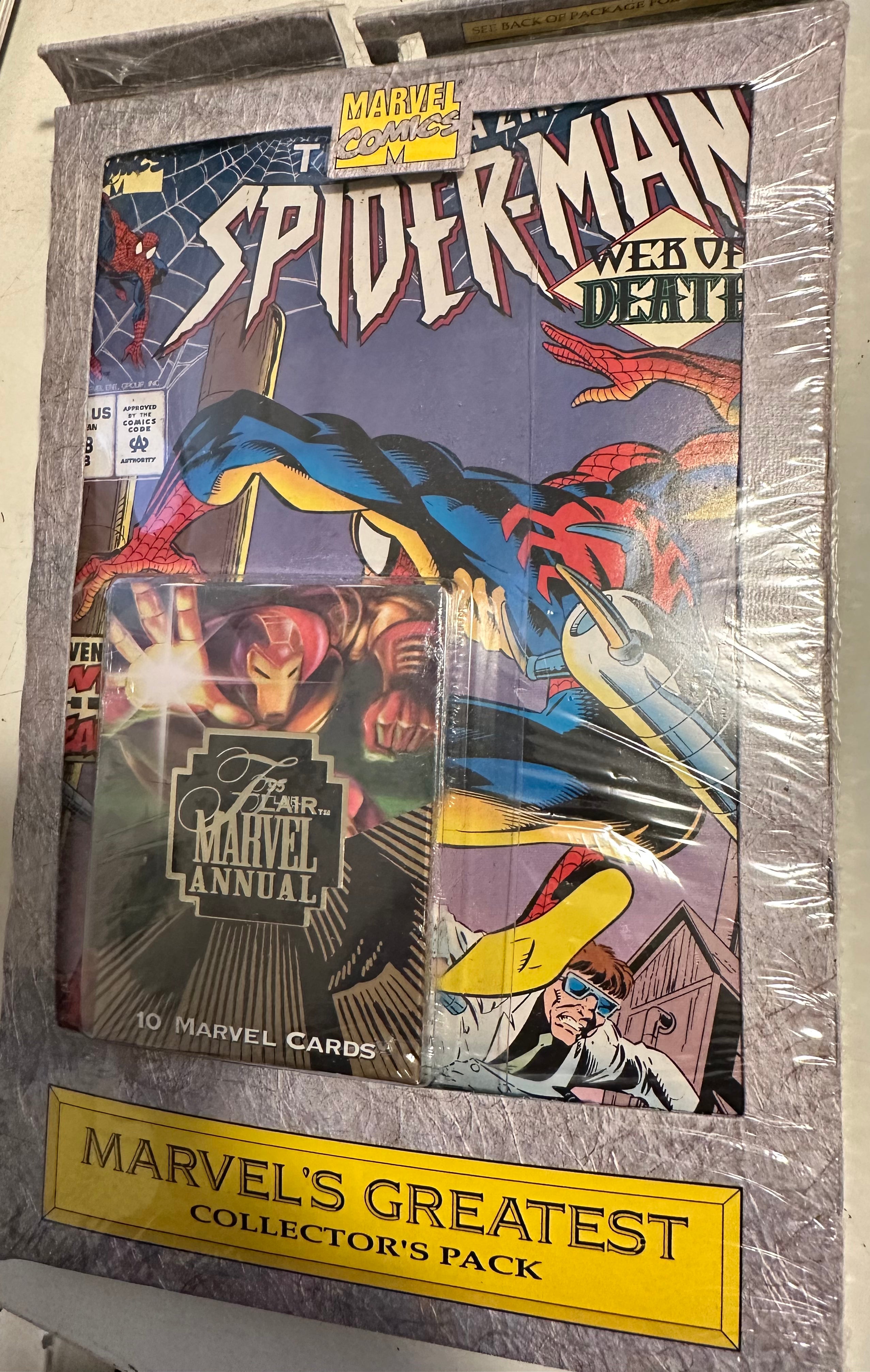 Marvel collectors factory sealed 4 spider-man vintage comics pack with Marvel fleer flair cards pack! 1990s
