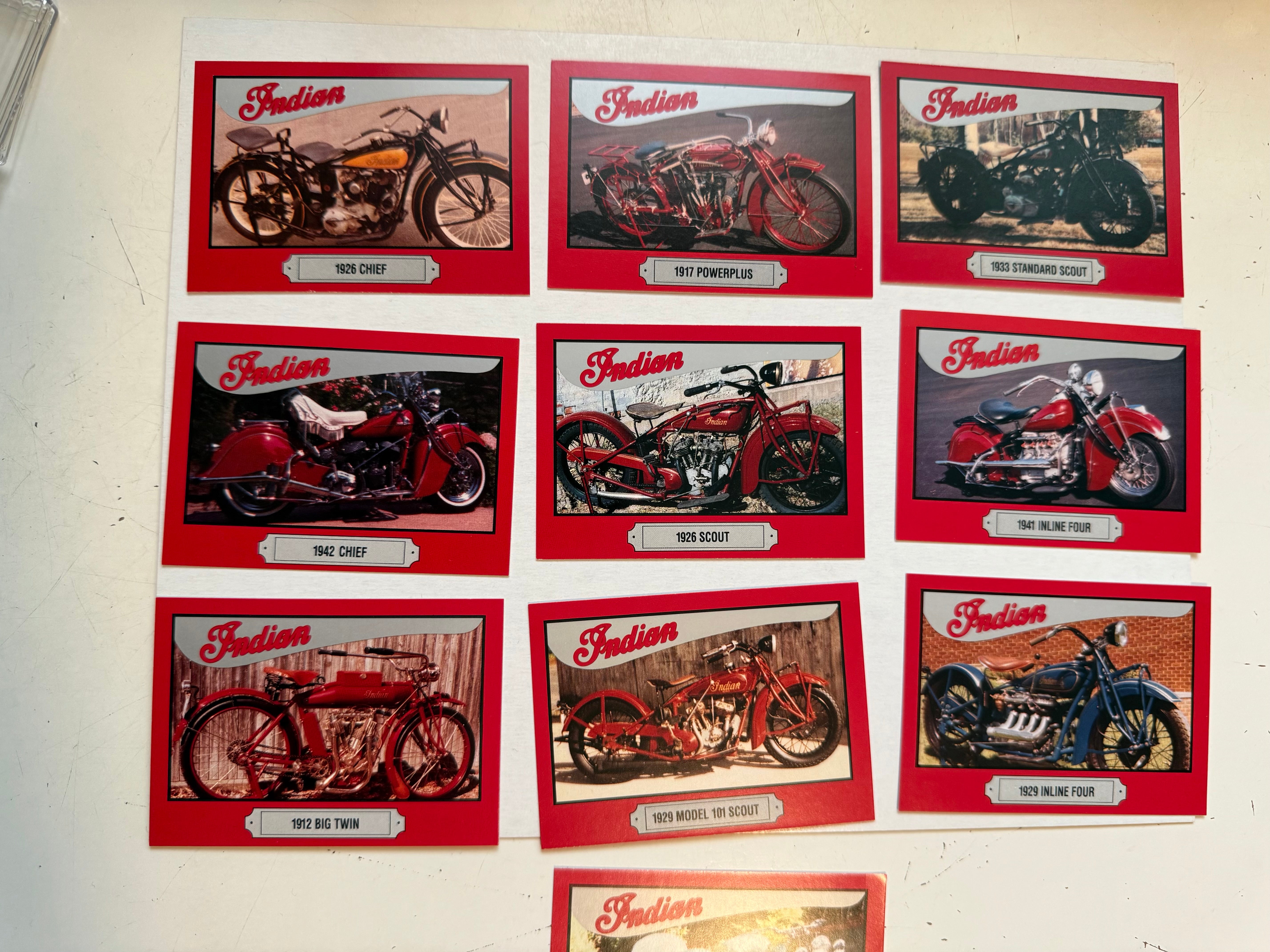 Indian motorcycle vintage 10 cards set 1992