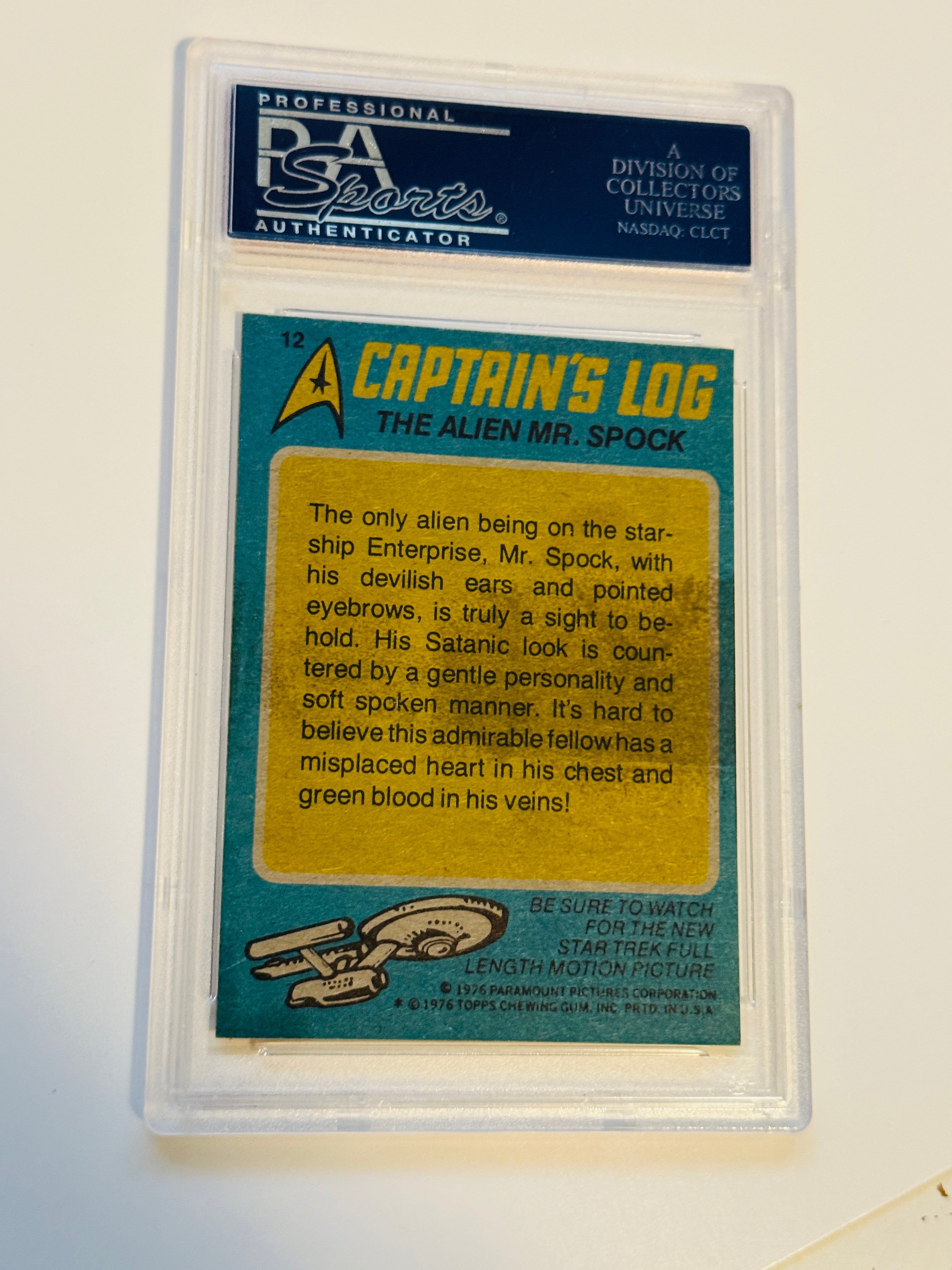 Star Trek, the alien Mr. Spock rare vintage PSA eight graded card 1976
