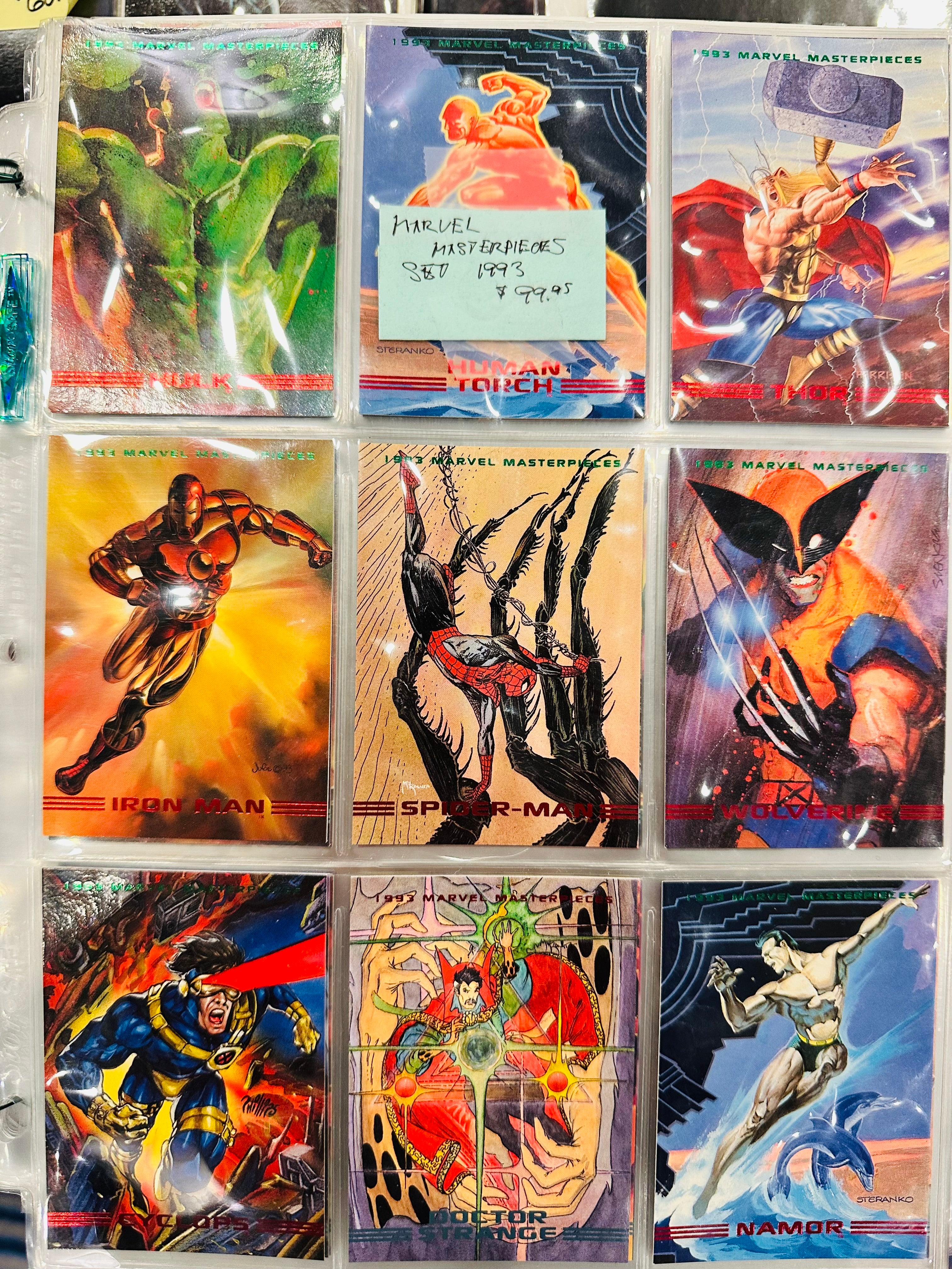 Marvel masterpieces cards high grade condition cards set in pages 1993