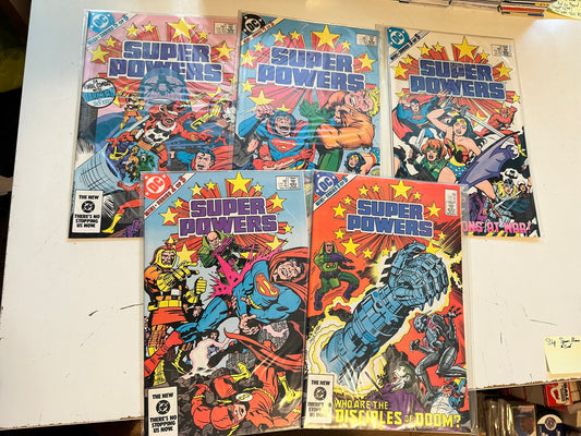 DC Super Powers 1-5 comic book set 1984