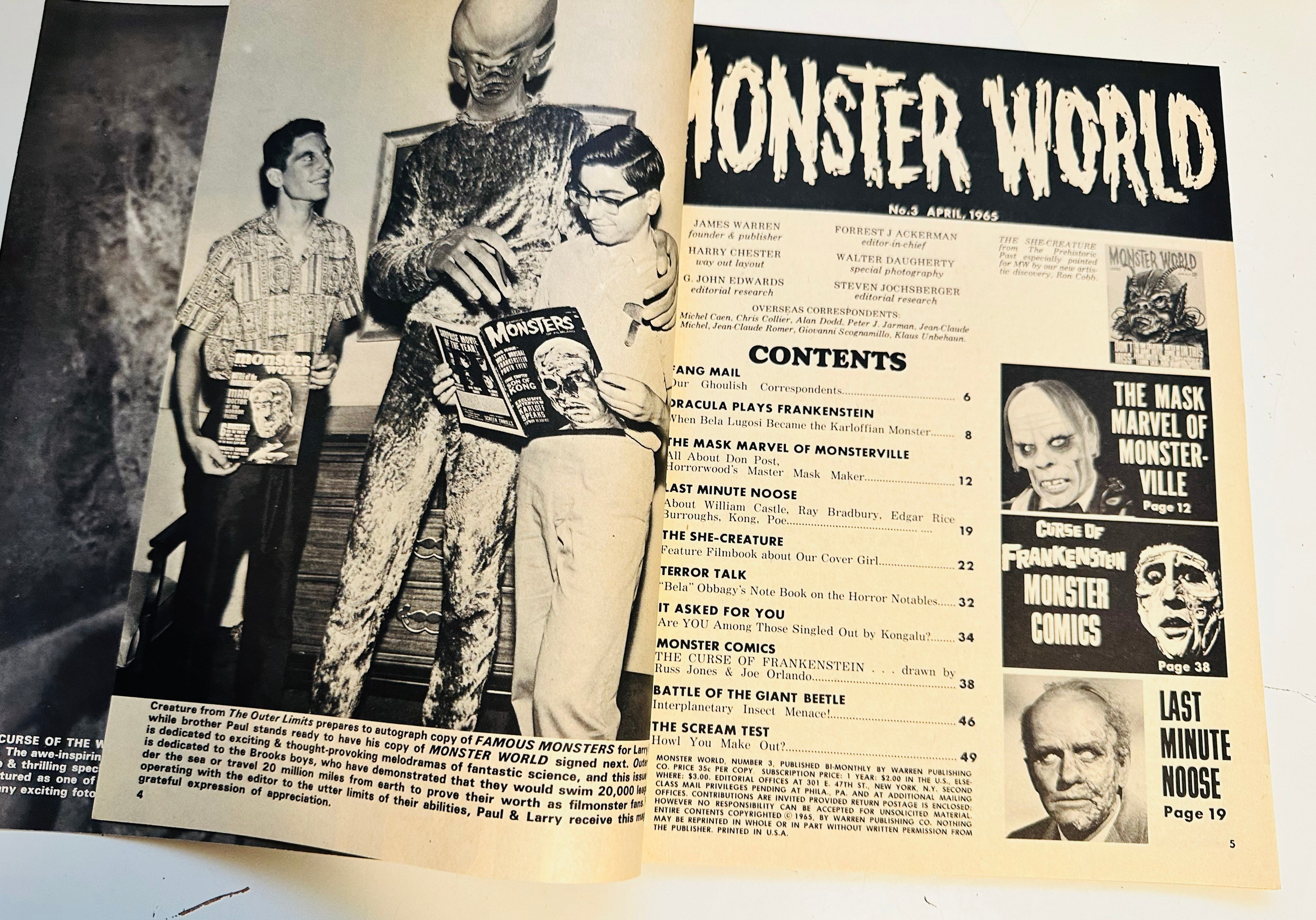 Monster World #3 rare high grade condition magazine issue 1965