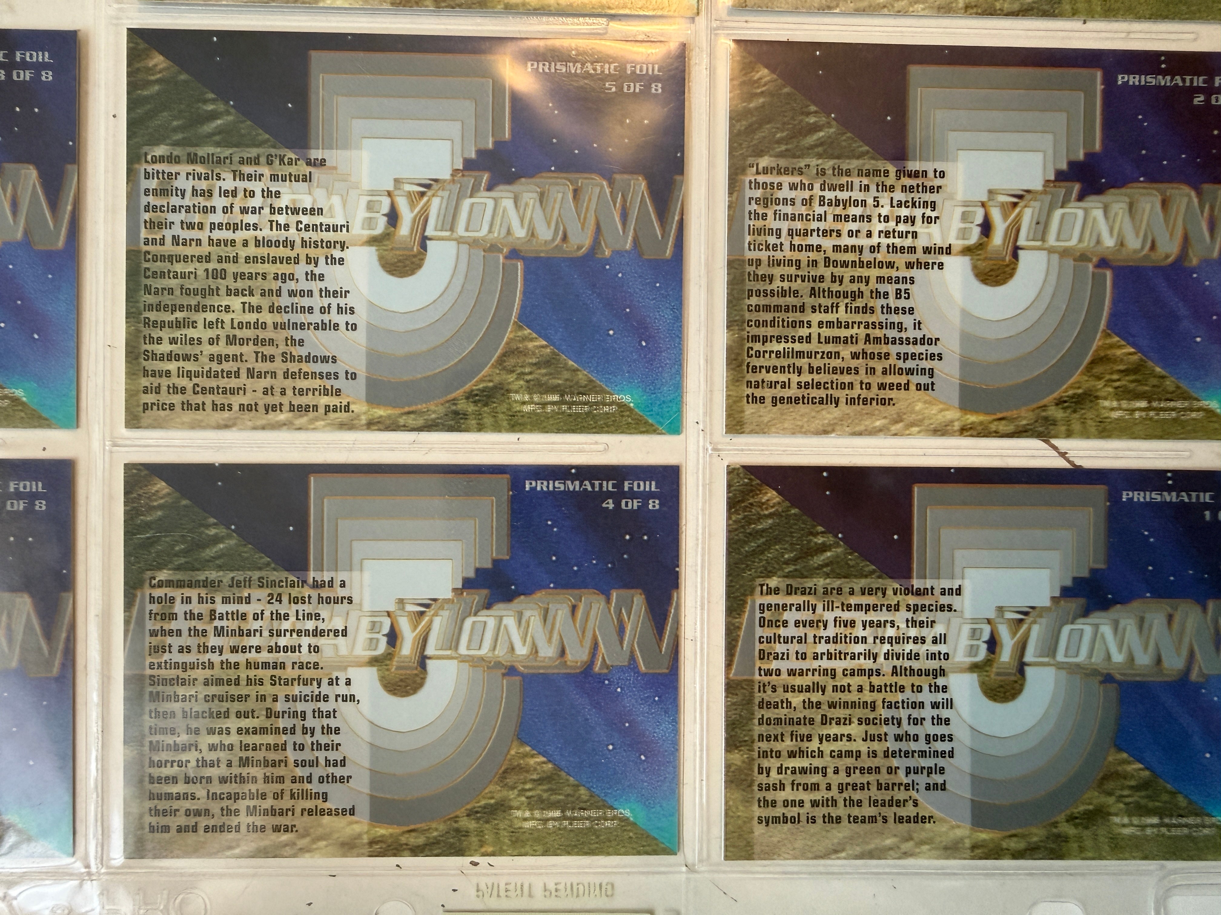 Babylon 5 series one rare foil insert Cards set 1995