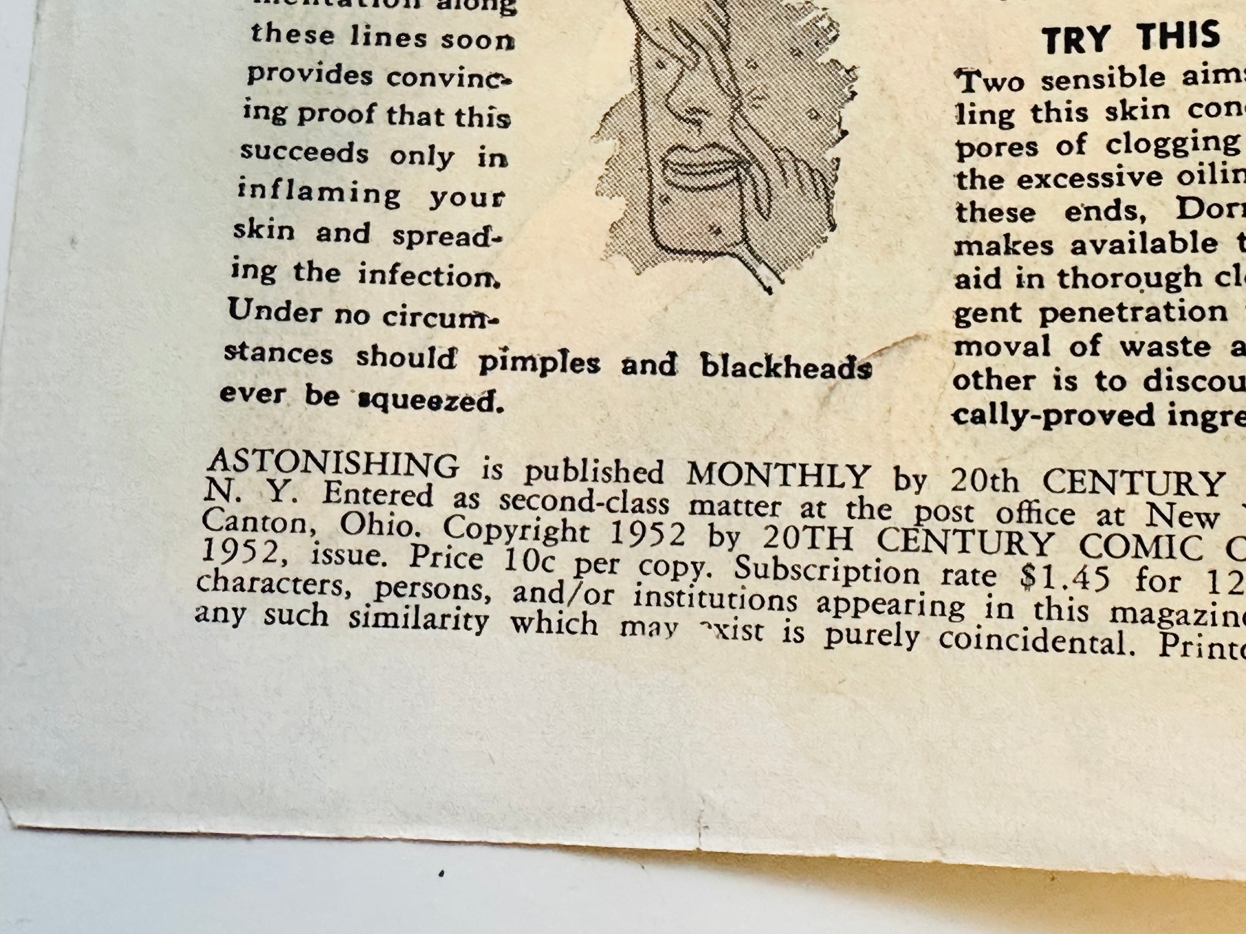 Astonishing rare vintage vg condition horror comic book 1952