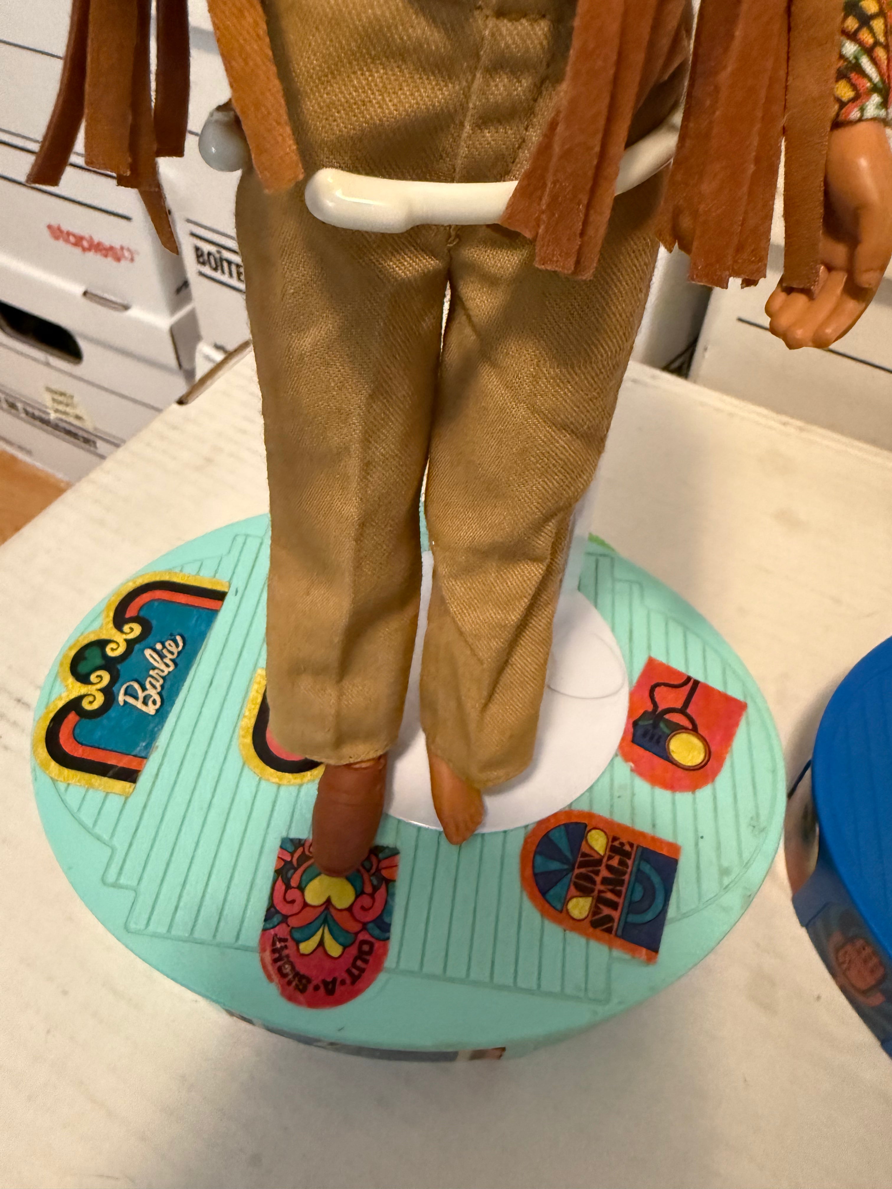 Barbie and Ken rare Hippy Dolls with display stands 1970s