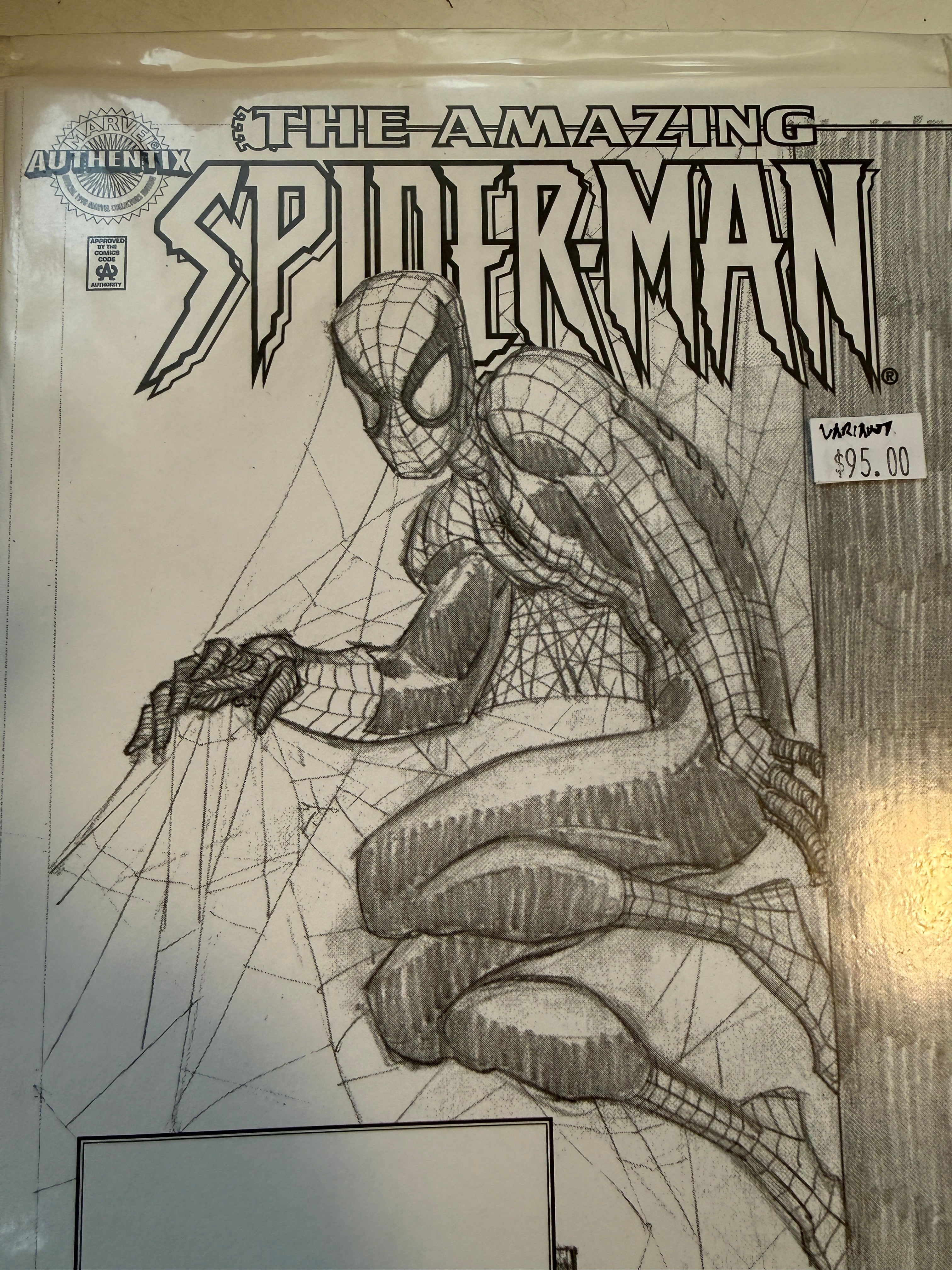 Amazing Spider-Man rare variant sketch comic book with COA and Hologram Marvel seal