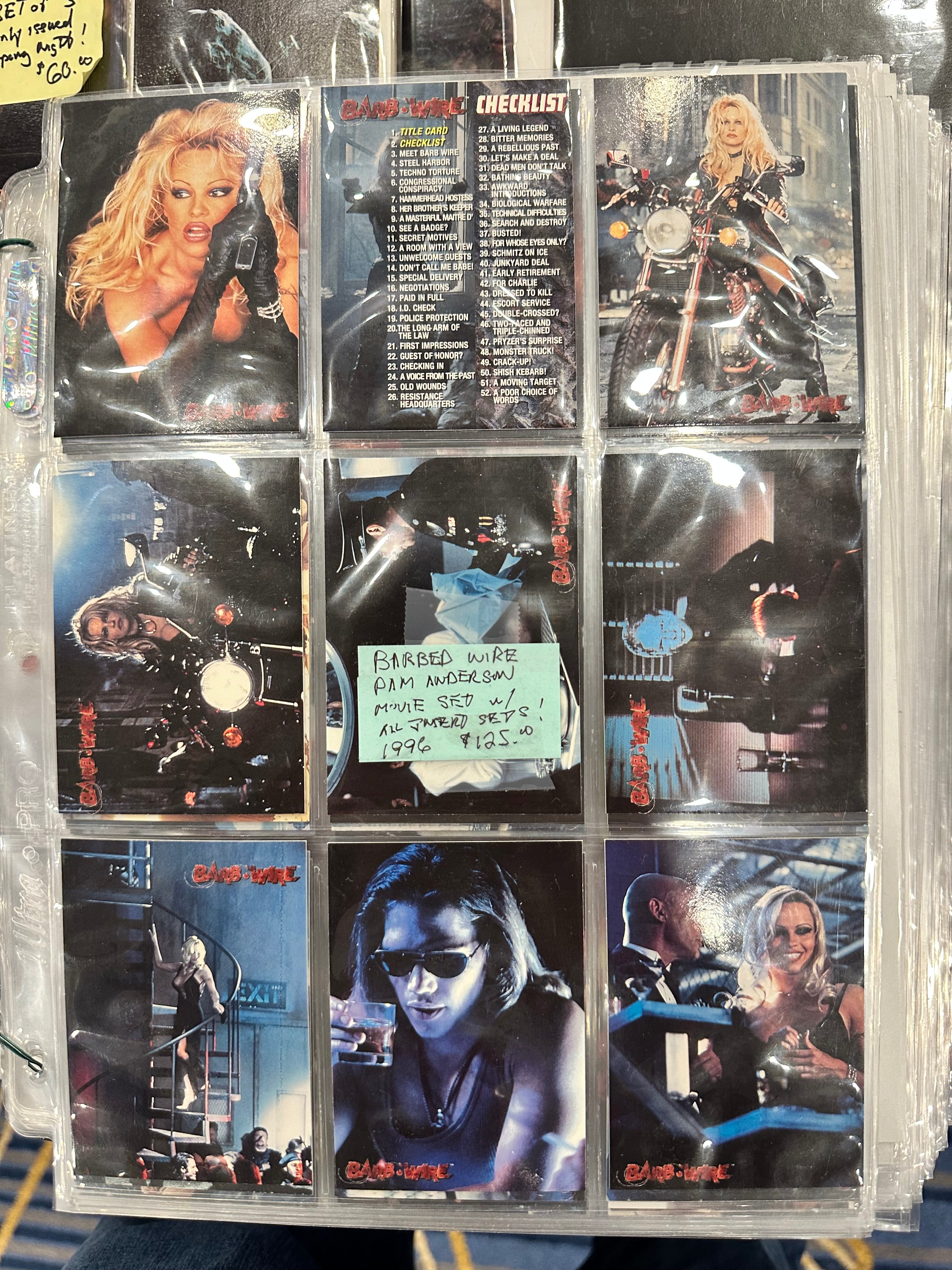 Barbed wired movie cards set with Pamela Anderson plus all insert sets 1996