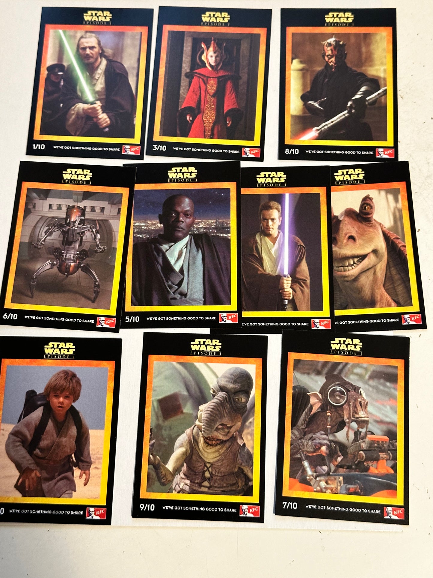 Star Wars Episode 1 KFC rare insert cards set 1999