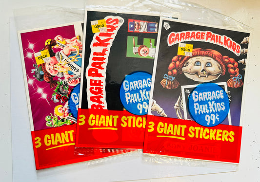 Garbage Pail Kids giant size stickers 3 rare cello packs 1986