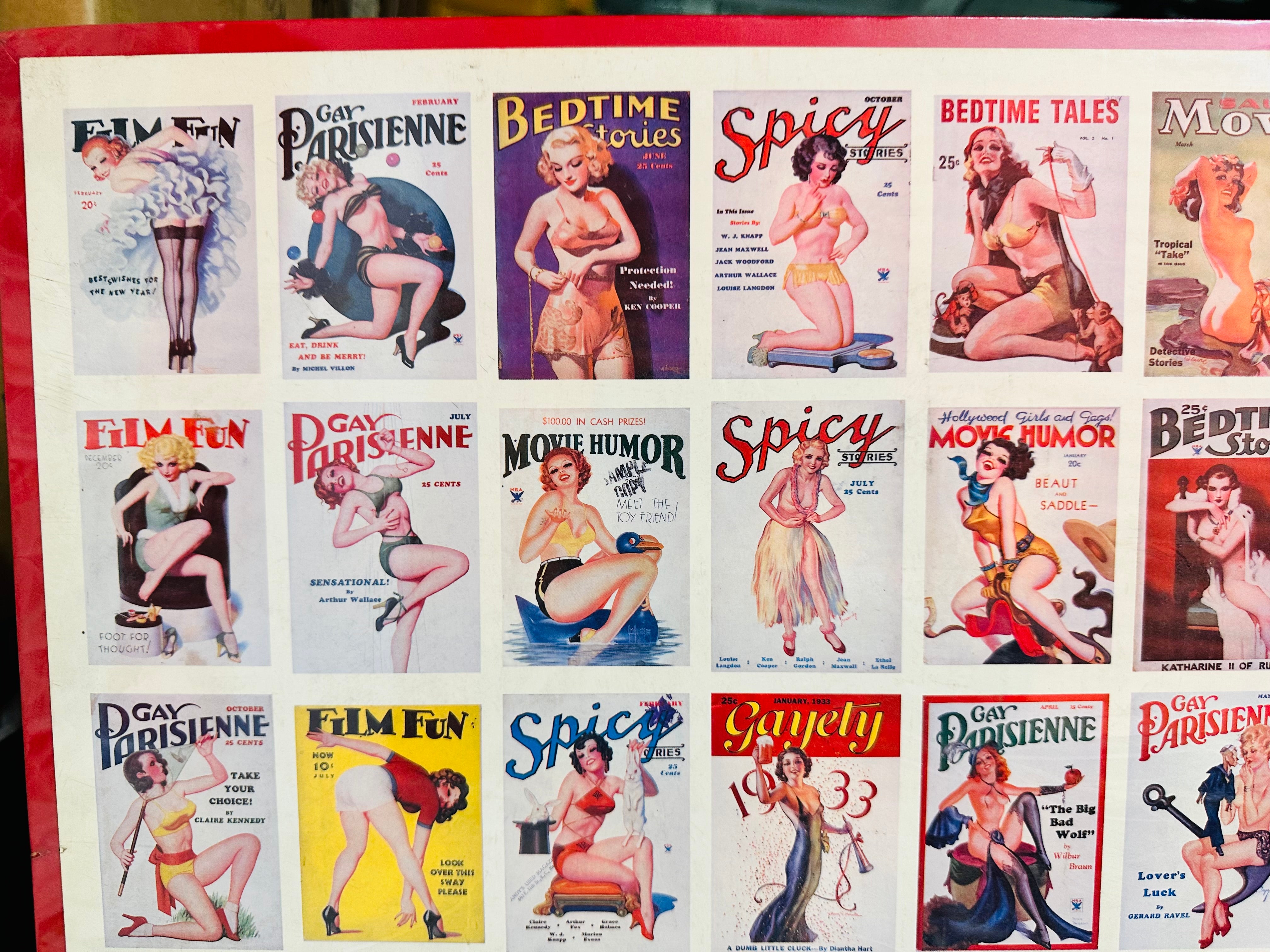 Spicy Naughty Pulp magazine girls numbered uncut matted cards sheet 1990s