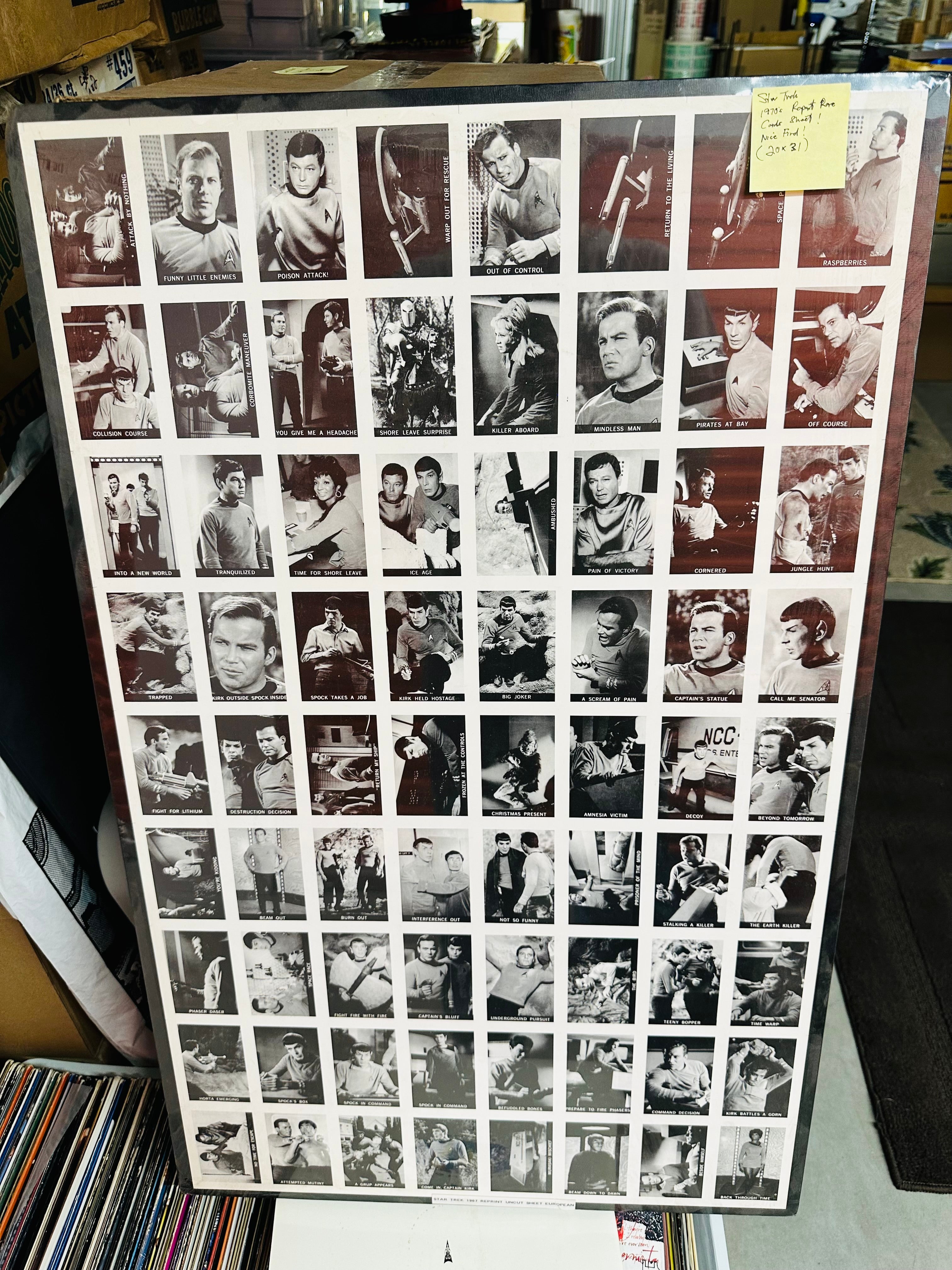 Star Trek TV show original series rare uncut cards matted sheet reprint 1970s or 1980s?