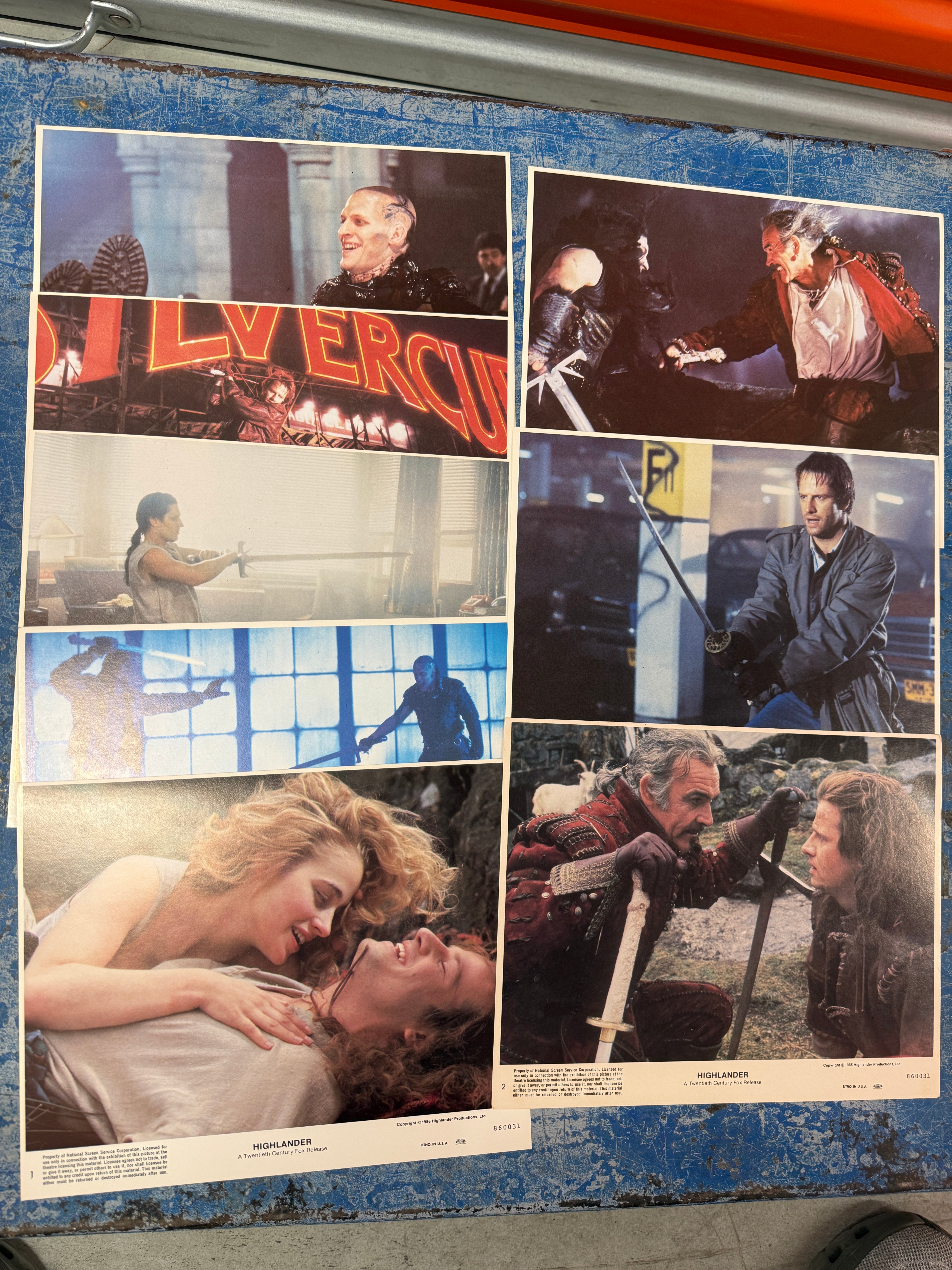 Highlander movie vintage lobby Cards set 1986