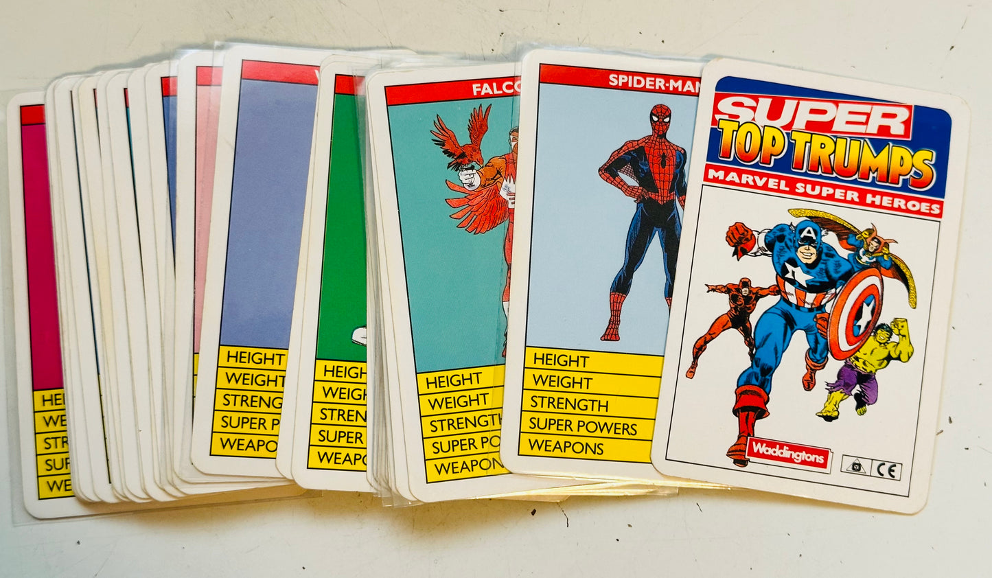 Marvel, super trump rare game cards set 1988