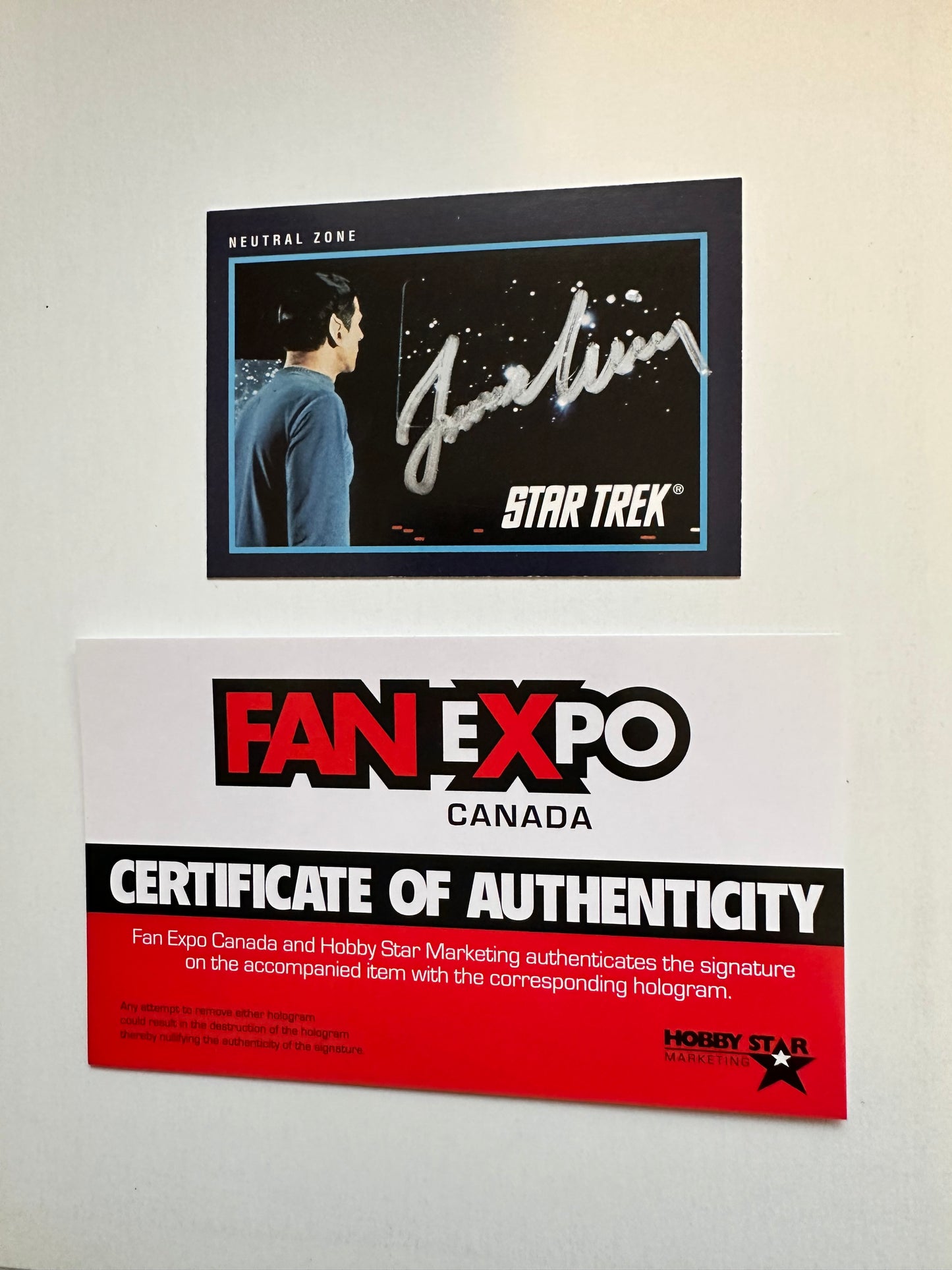 Star Trek Spock Leonard Nimoy, rare signed in person card certified by Fanexpo