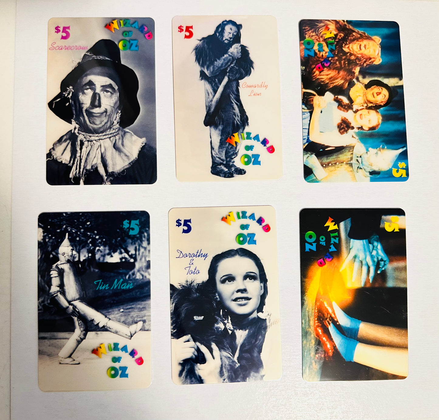 Wizard of Oz movie rare 6 phonecards set unused 1990s