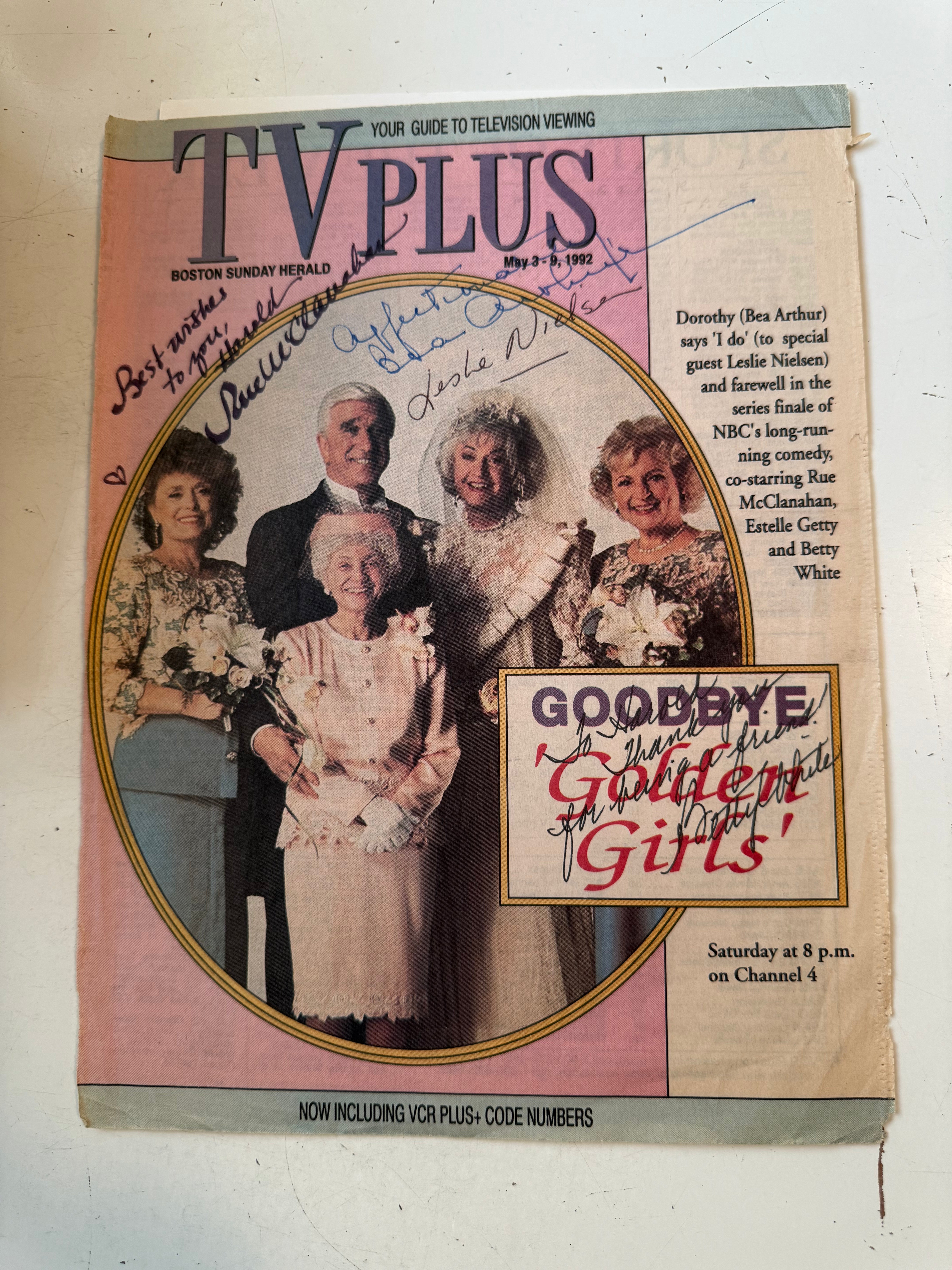 Golden Girls TV show rare quad autograph photo with COA
