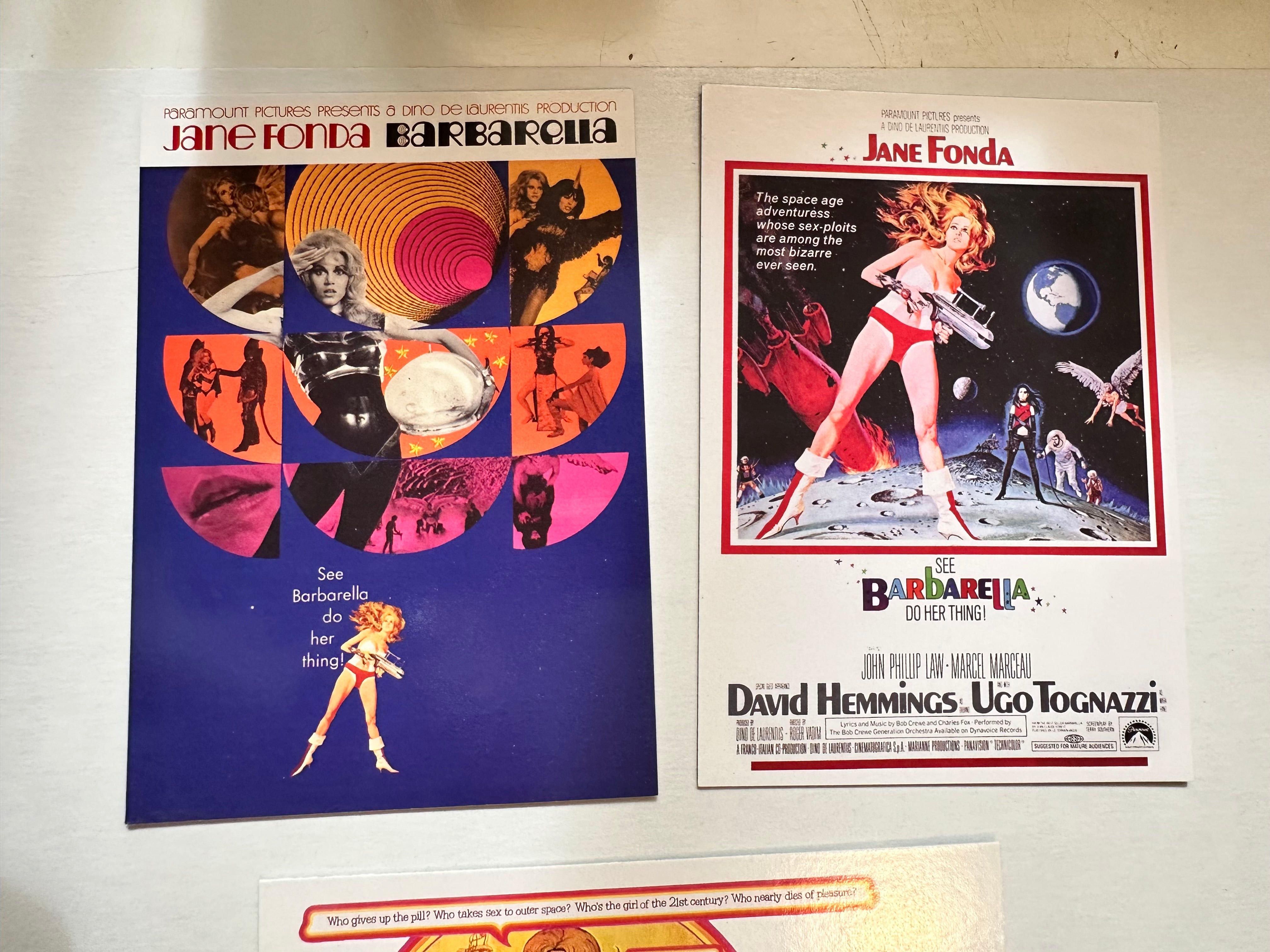 Barbarella movie three rare poster, insert cards 2010