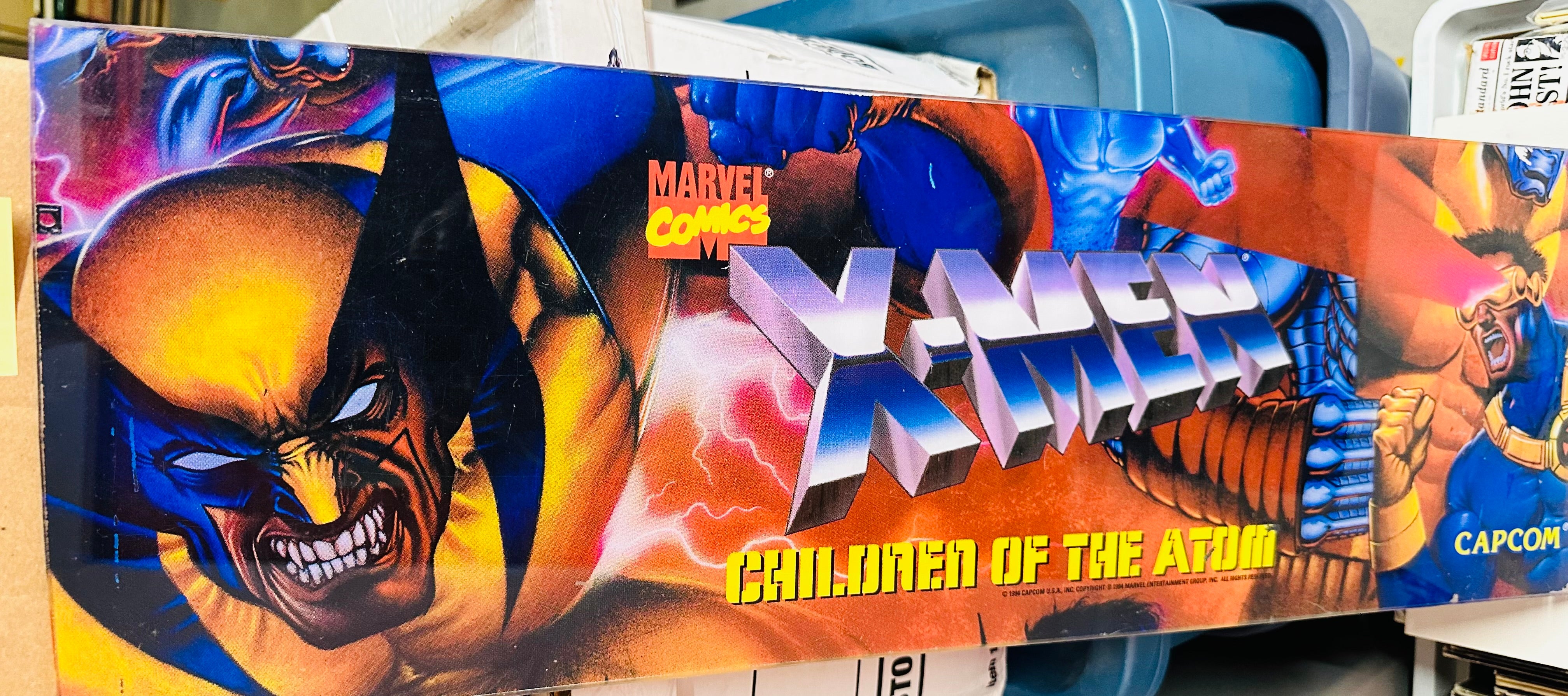 X-Men Capcon rare acrylic video game sign 1980s