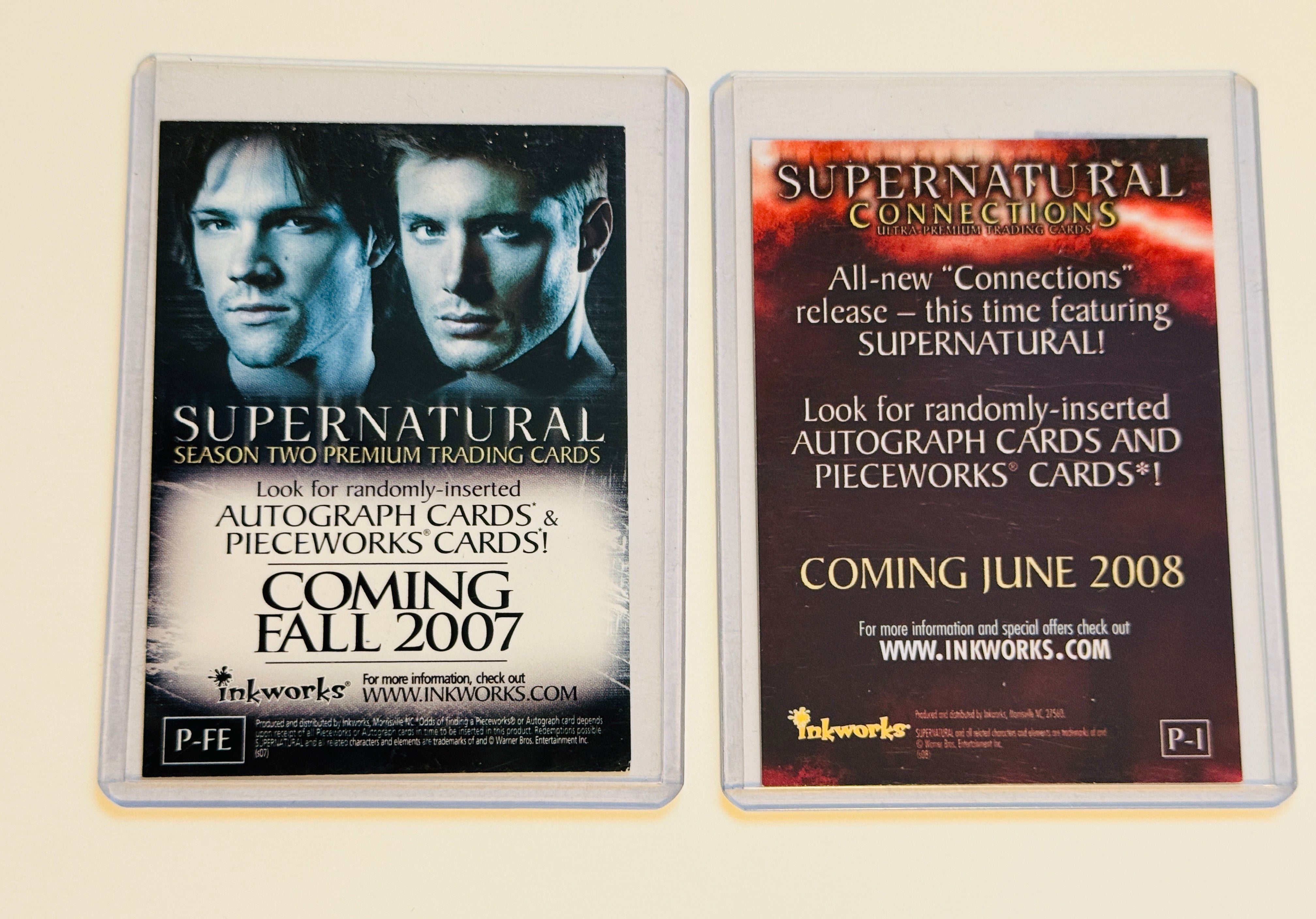Supernatural TV show two vintage promo cards lot deal