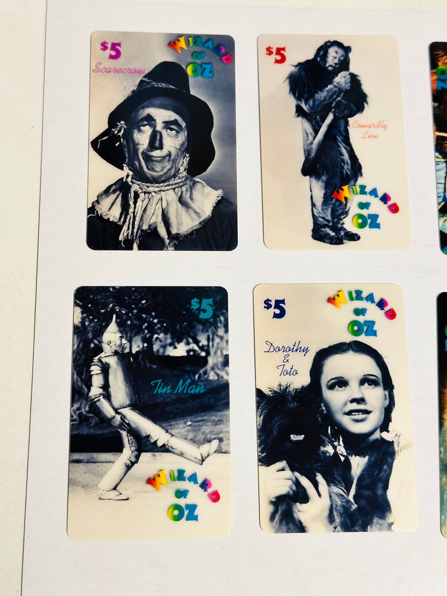 Wizard of Oz movie rare 6 phonecards set unused 1990s