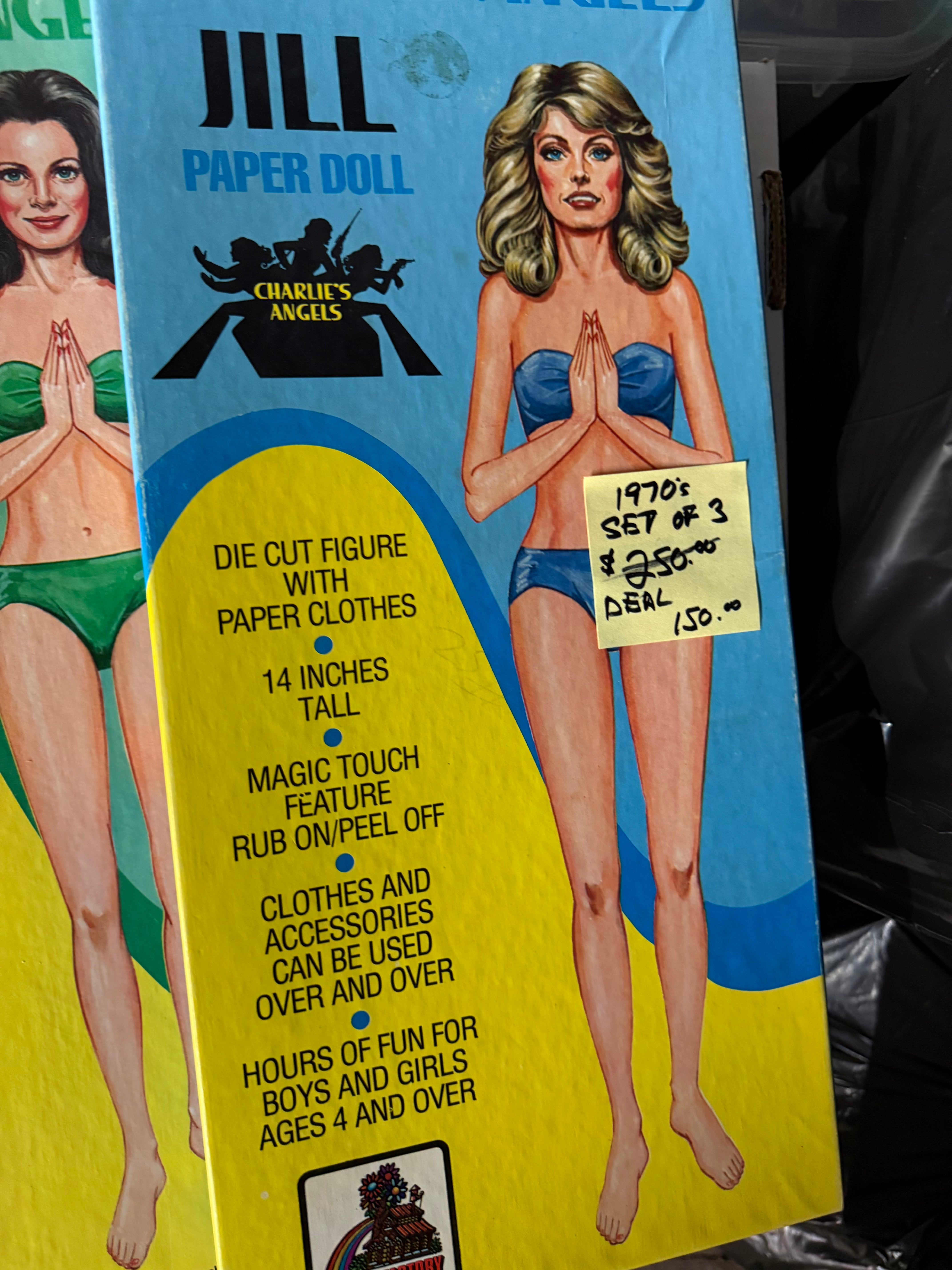 Charlie’s Angels set of three paper dolls in boxes 1977