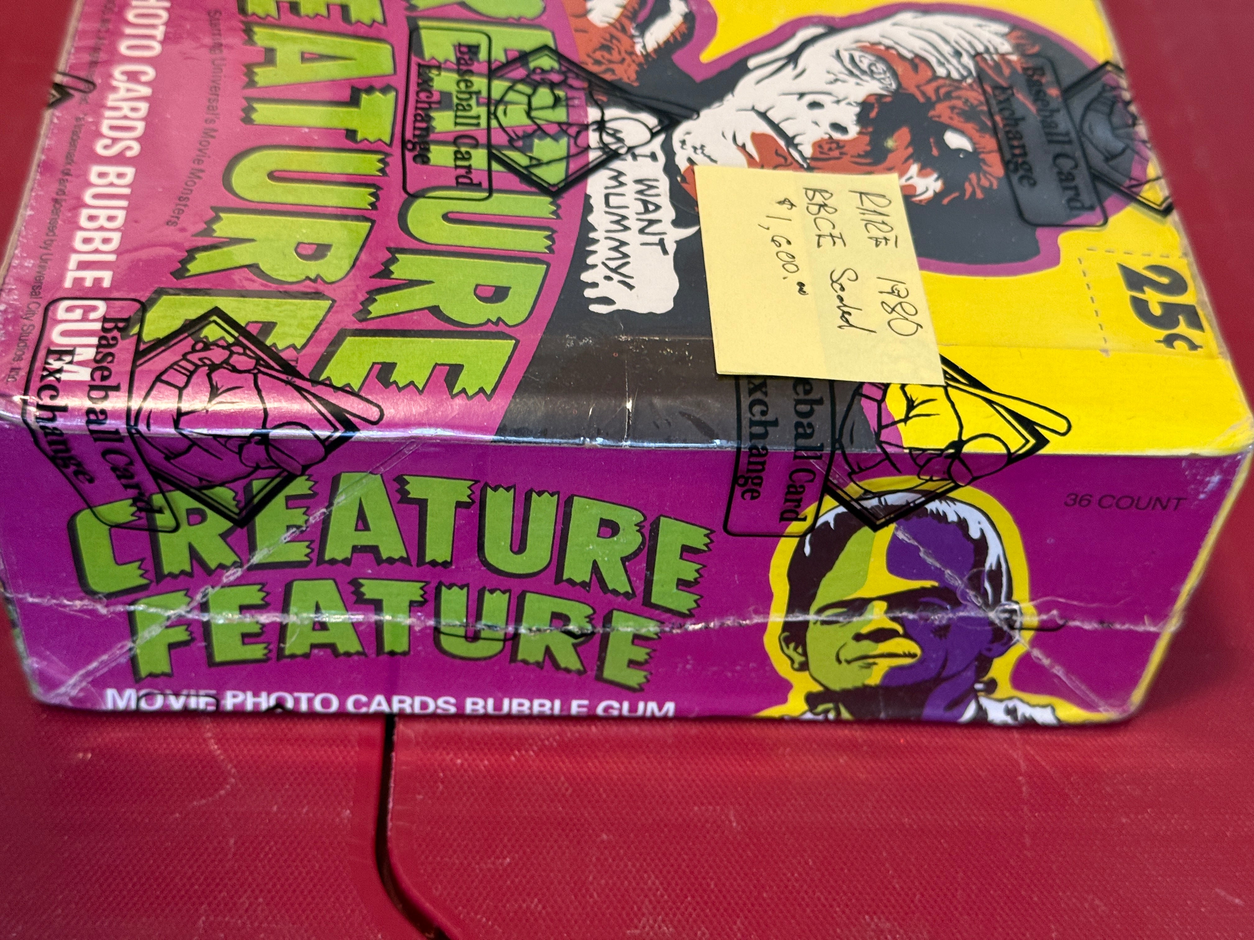 Creature feature photo cards, rare vintage BBCE certified wrapped 36 packs box 1980