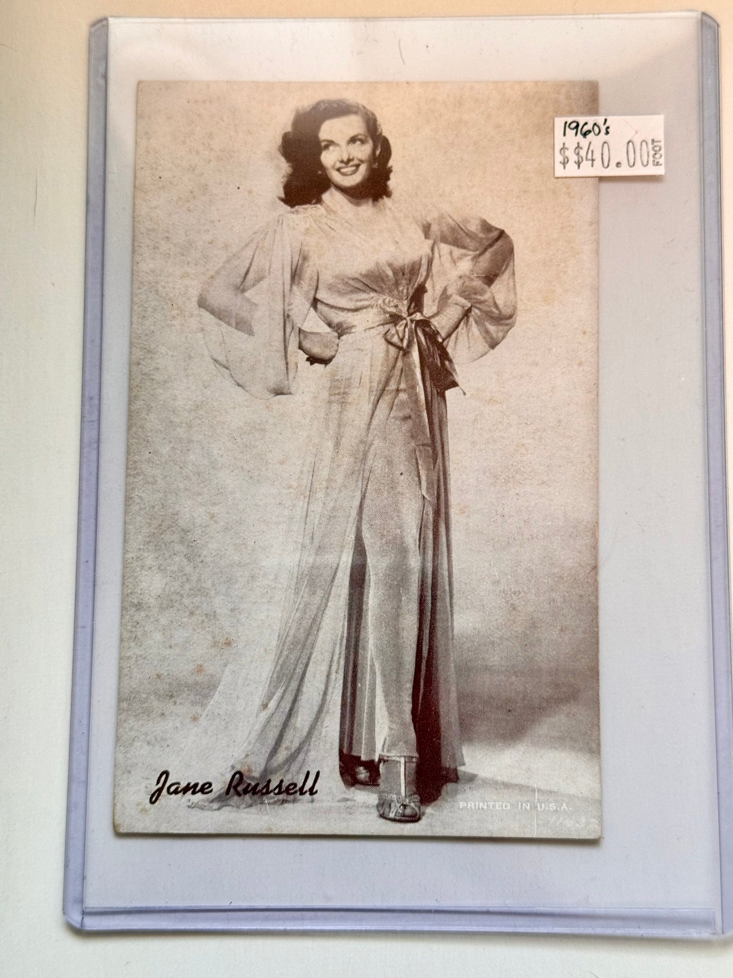 Jane Russell Hollywood rare vintage 4x6 exhibit card 1962