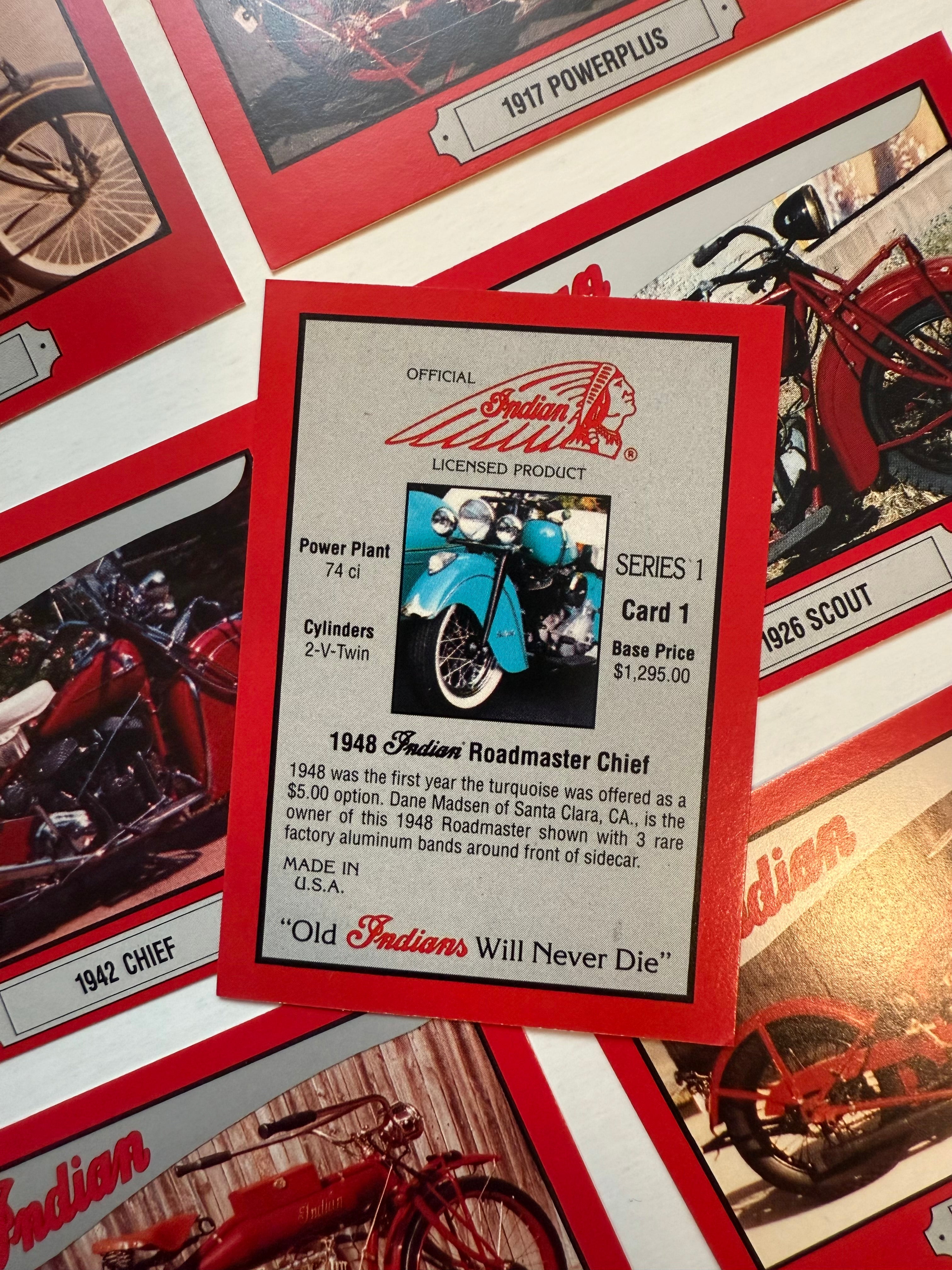 Indian motorcycle vintage 10 cards set 1992