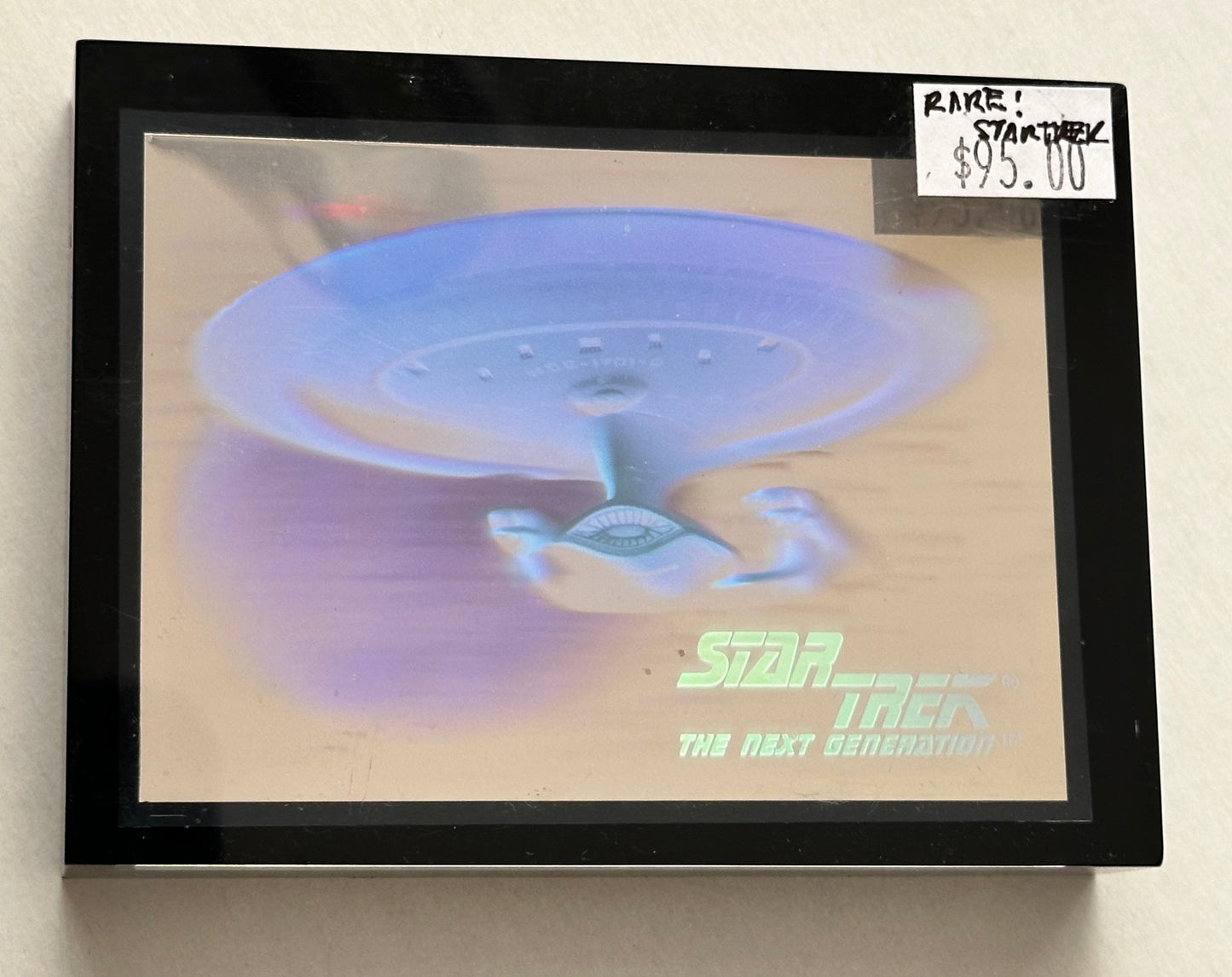 Star Trek, next generation enterprise, rare hologram, Melaway card and solid clear cube.