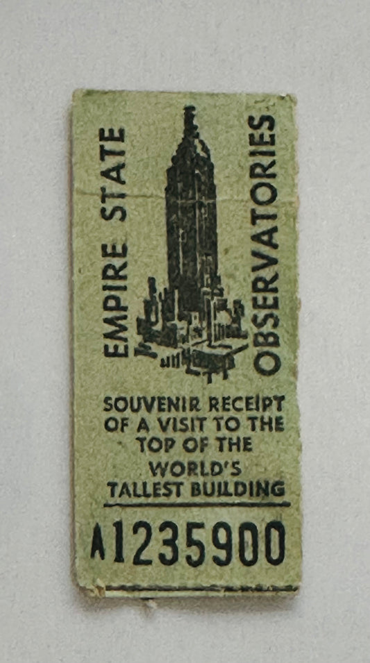 1960 New York City original Empire State Building receipt ticket