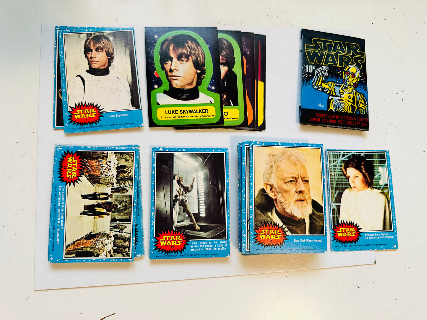 Star Wars series 1 Opc Canadian version cards and stickers set with Opc wrapper 1977