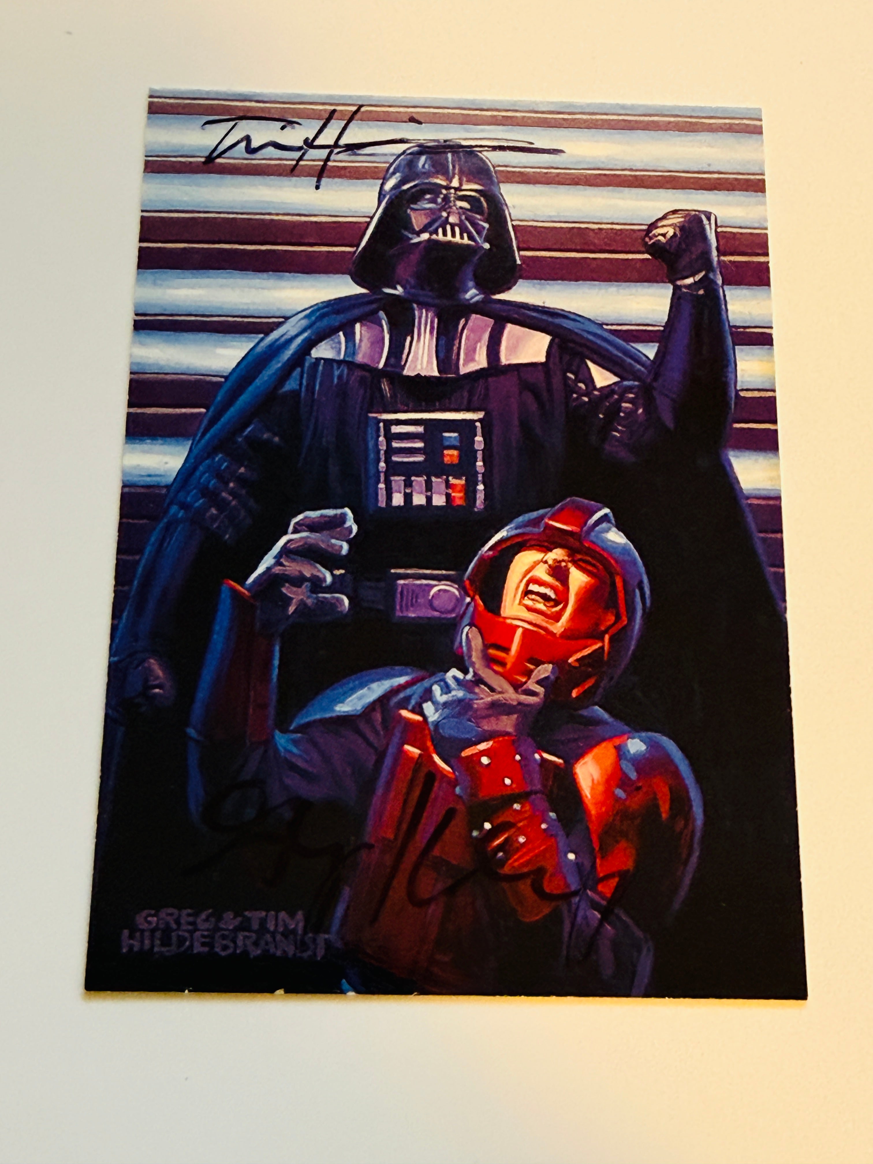 Star Wars rare double autograph card signed by Greg and Tim Hildebrandt famous Artists sold with COA