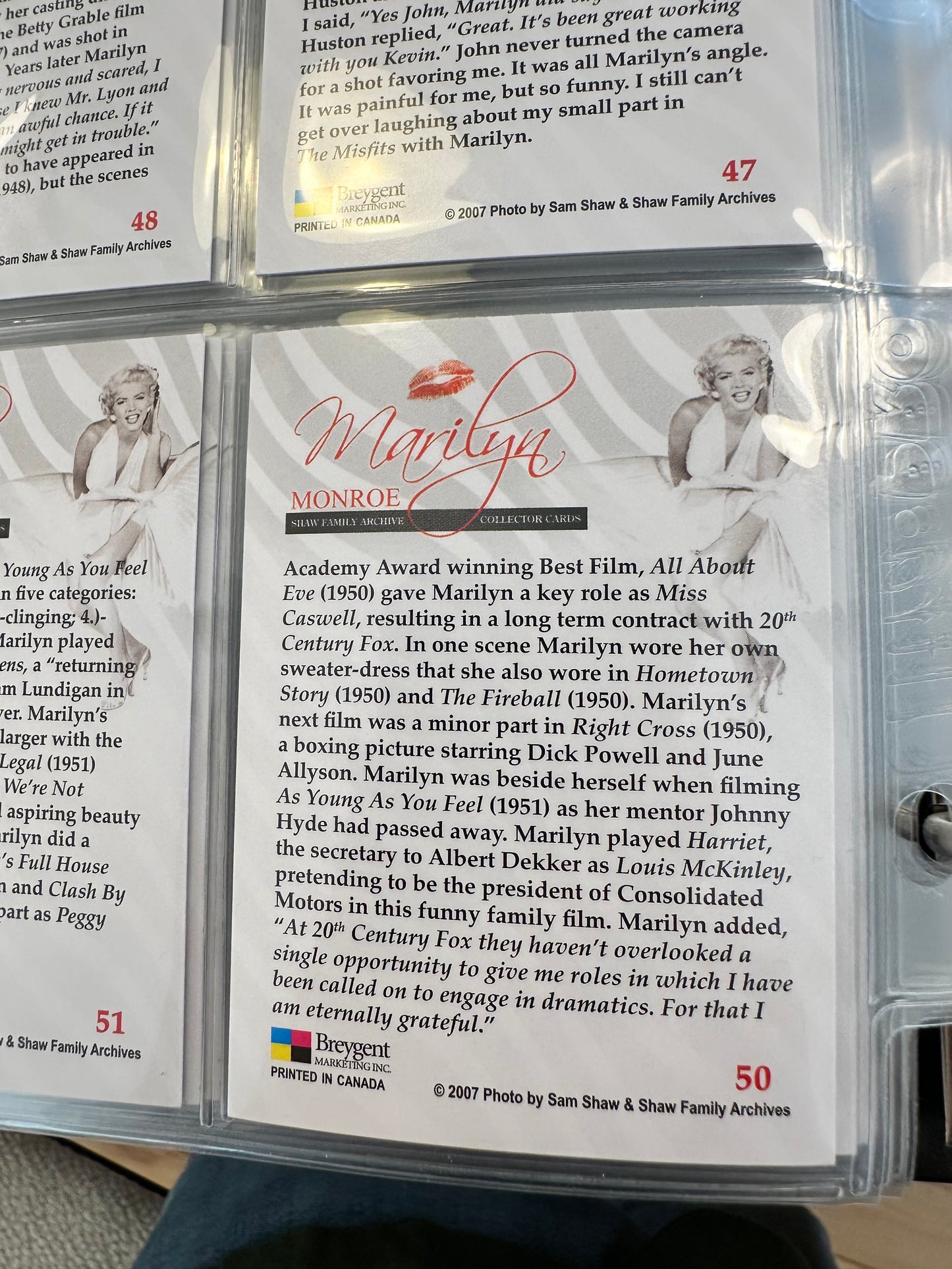 Marilyn Monroe Archive rare cards and insert set in Binder 2007