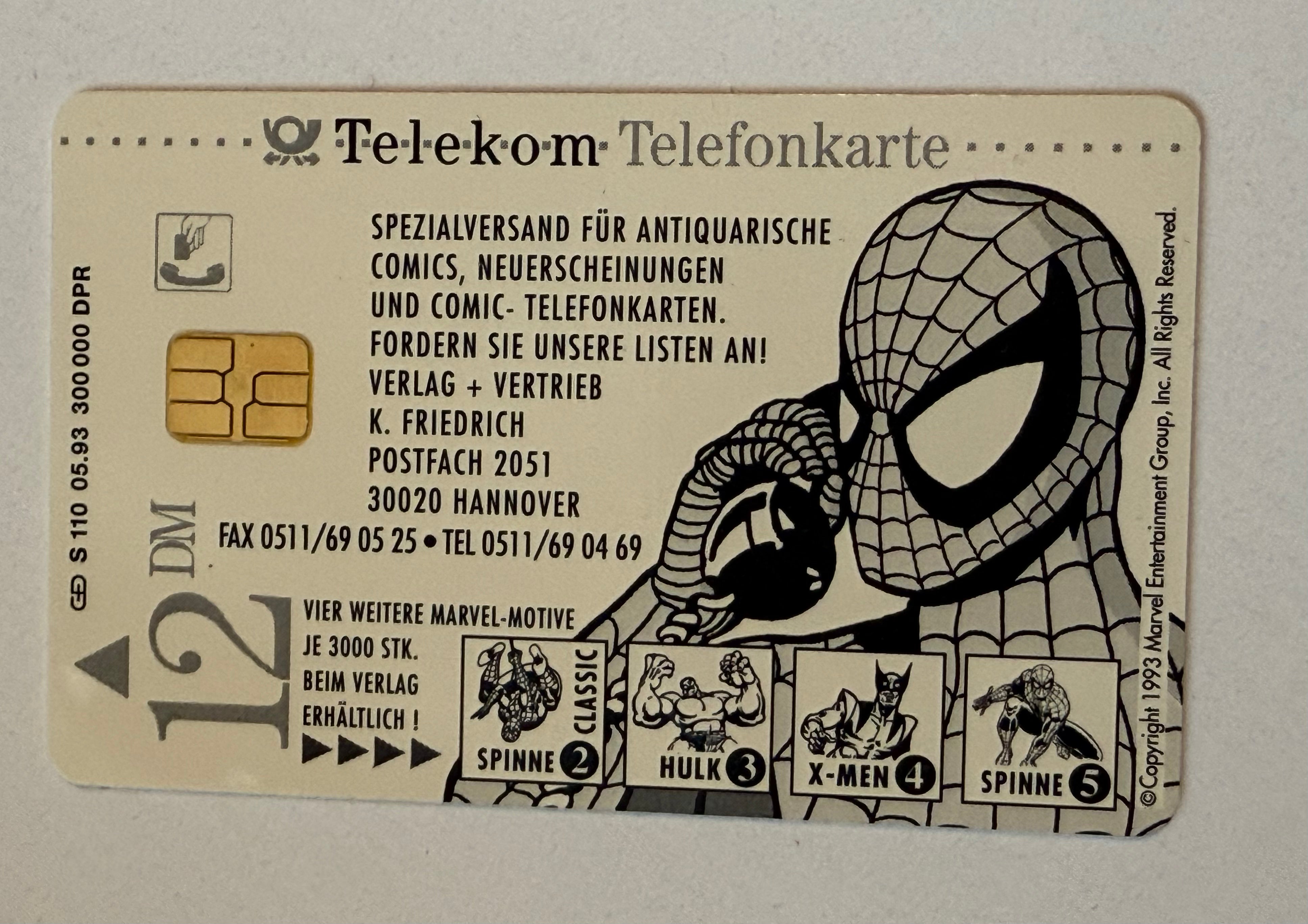 Marvel comics rare German phonecard 1993