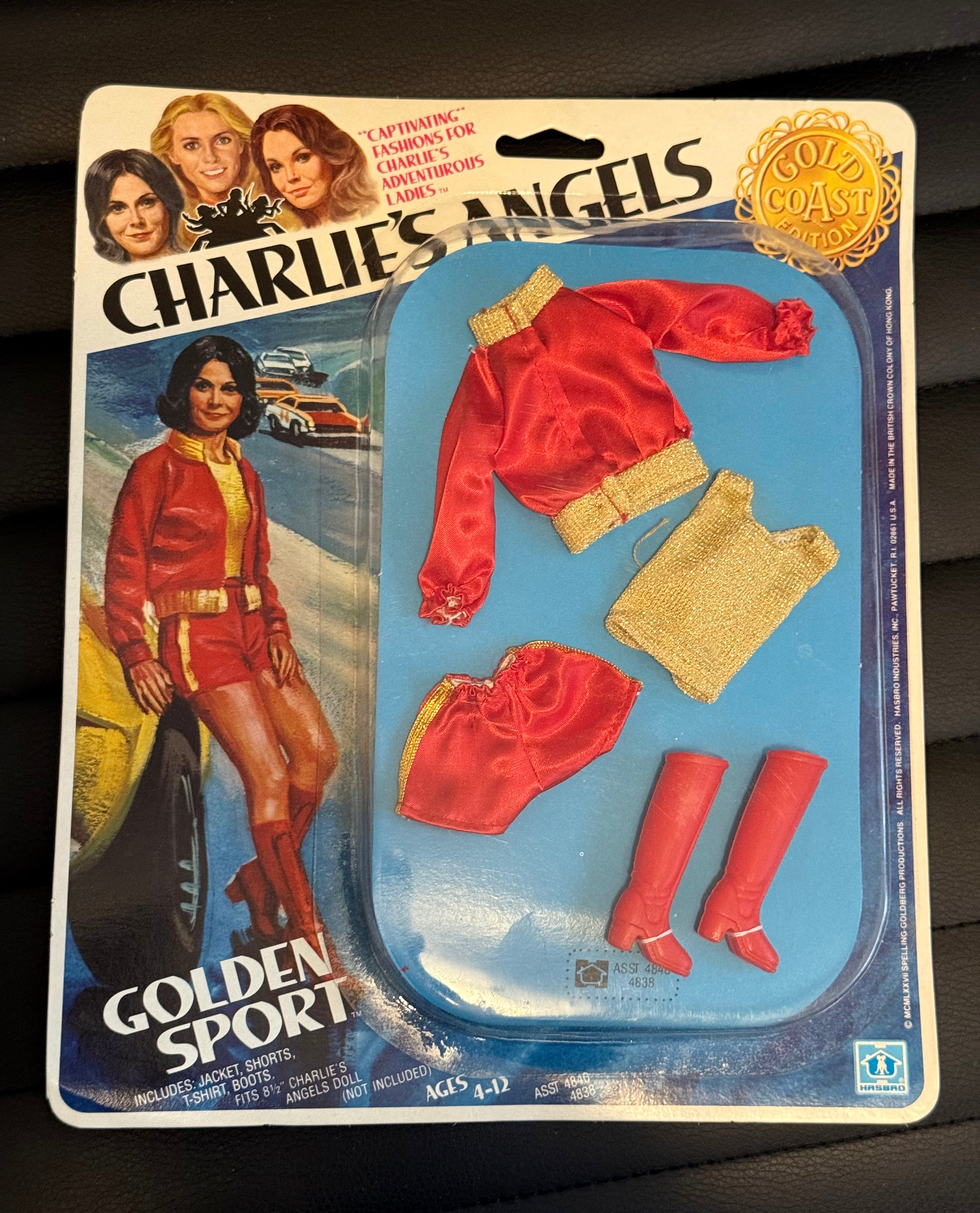 Charlie’s Angels TV show, rare factory, sealed clothing, golden sport package 1977