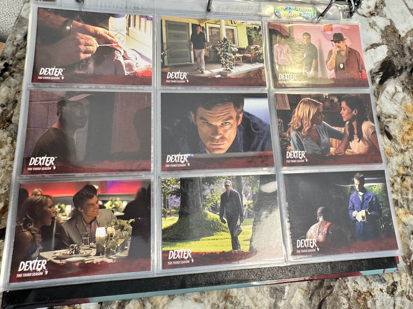 Dexter TV show season 3 cards set, foil and puzzle insert set in special binder