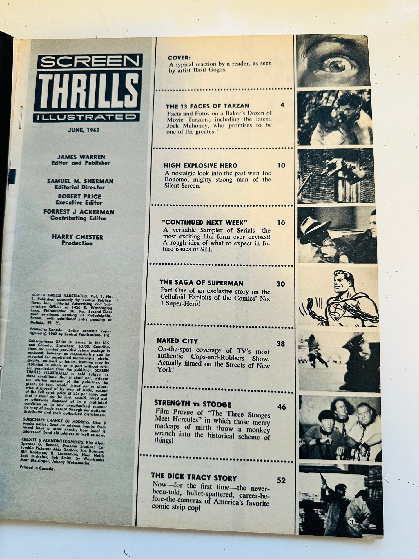 Screen thrills illustrated #1 rare high grade condition first issue 1962