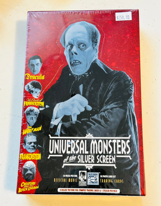 Universal monsters, rare factory sealed cards, box 1989